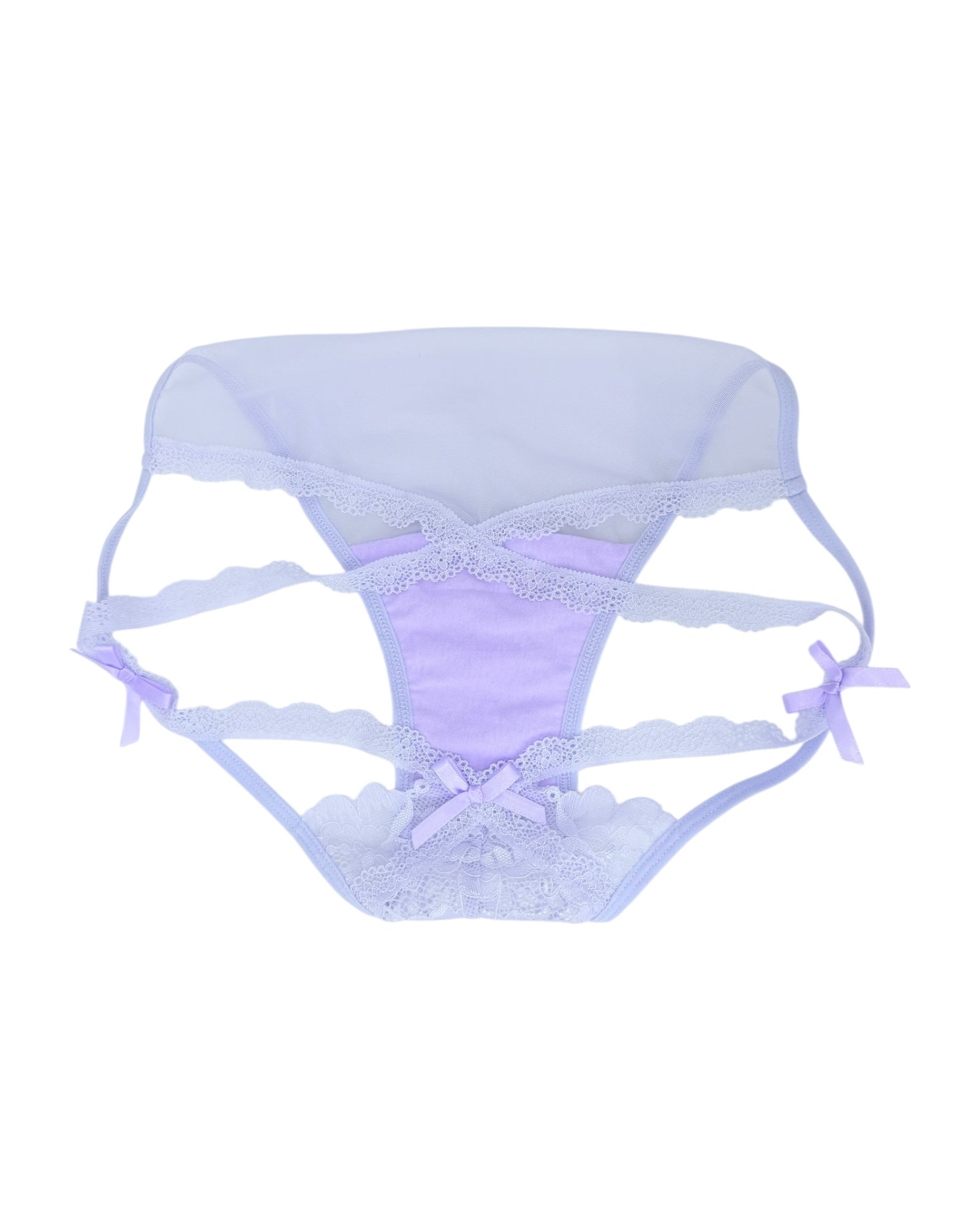 Elegantly Coquette Lace Panties with Satin Bow Embellishments