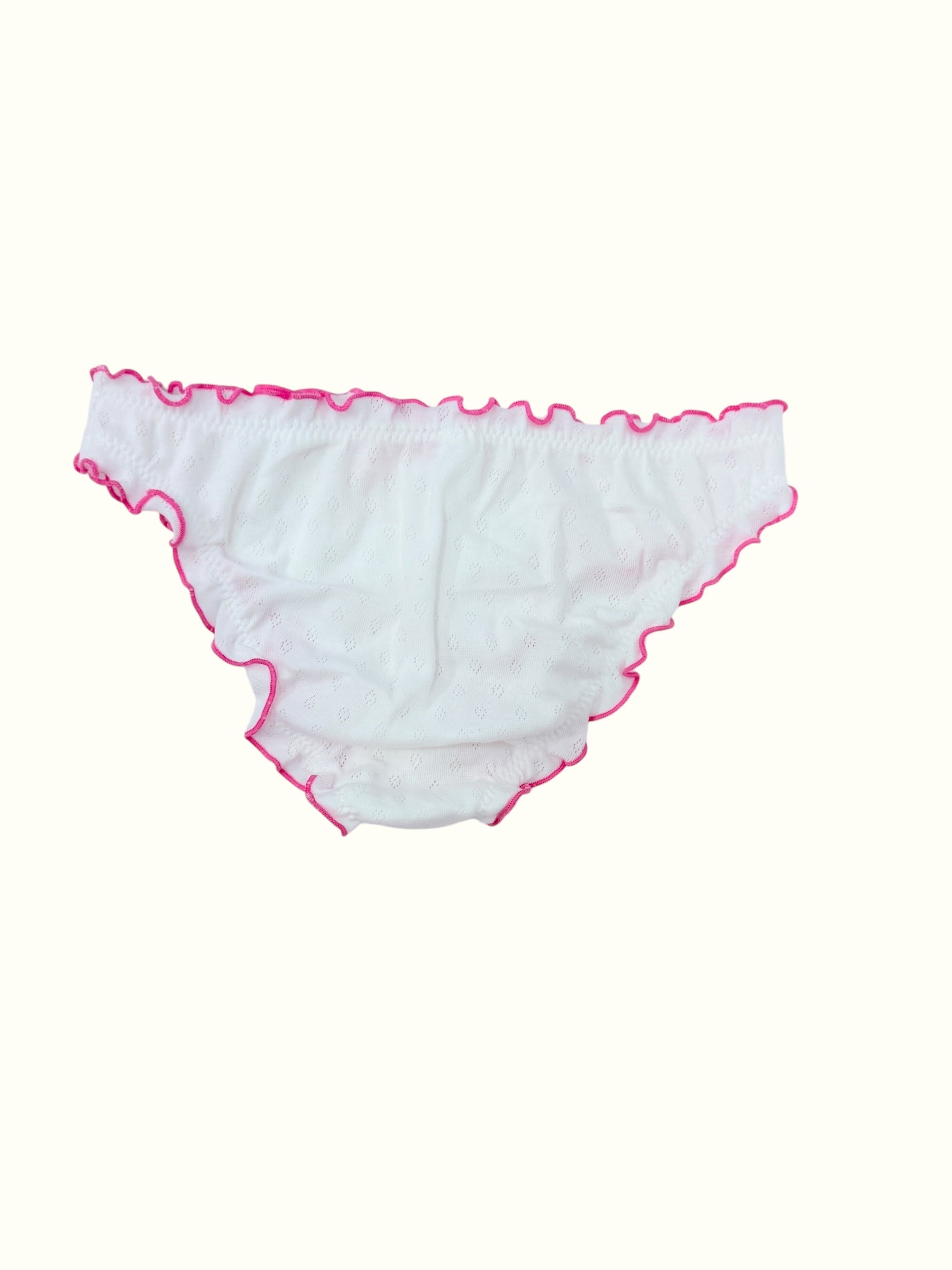 Romantic Cotton Undie with Vintage-Style Ruching and Lettuce Edging Panty