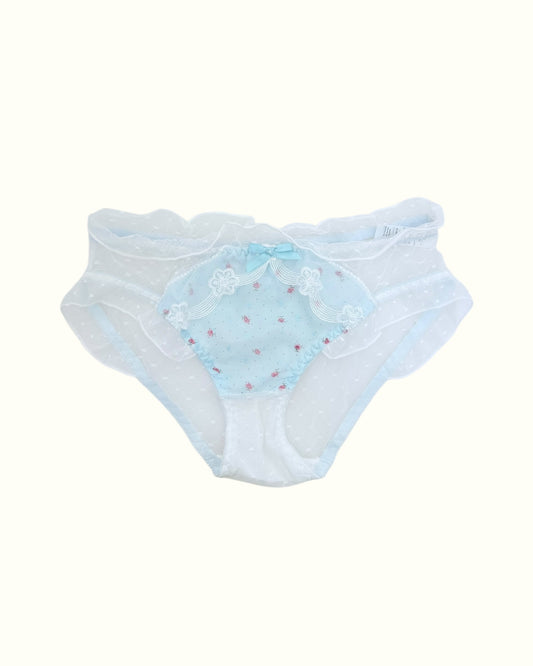 Elegant Blue Floral Mesh Panty