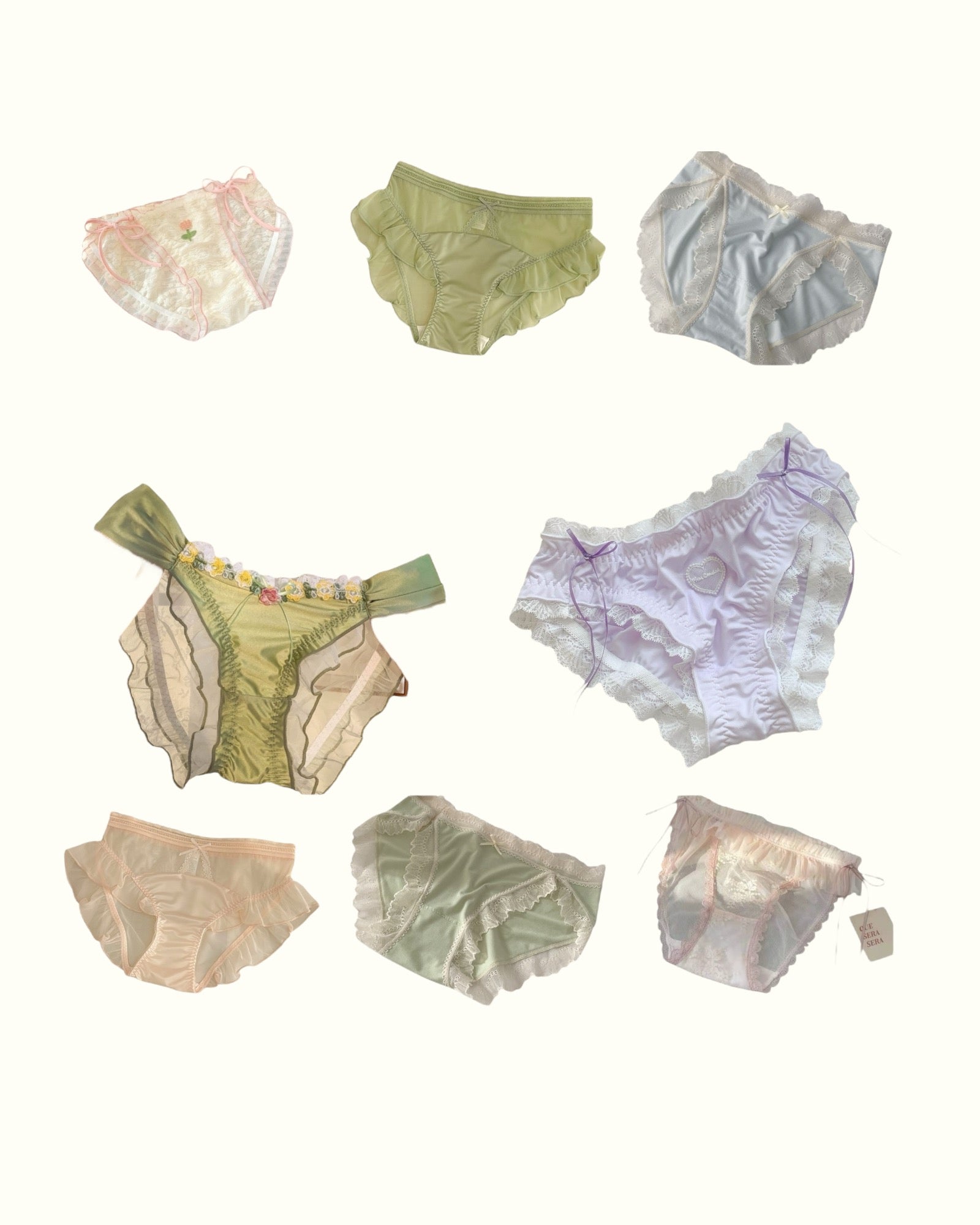 Mixed 5 Women's Lace Coquette Ruffle Panties in Various Designs