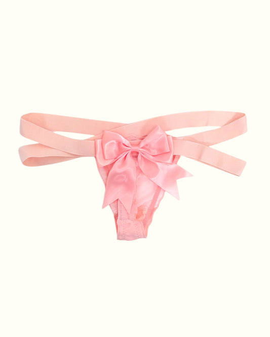 Playful Satin Bow Thong