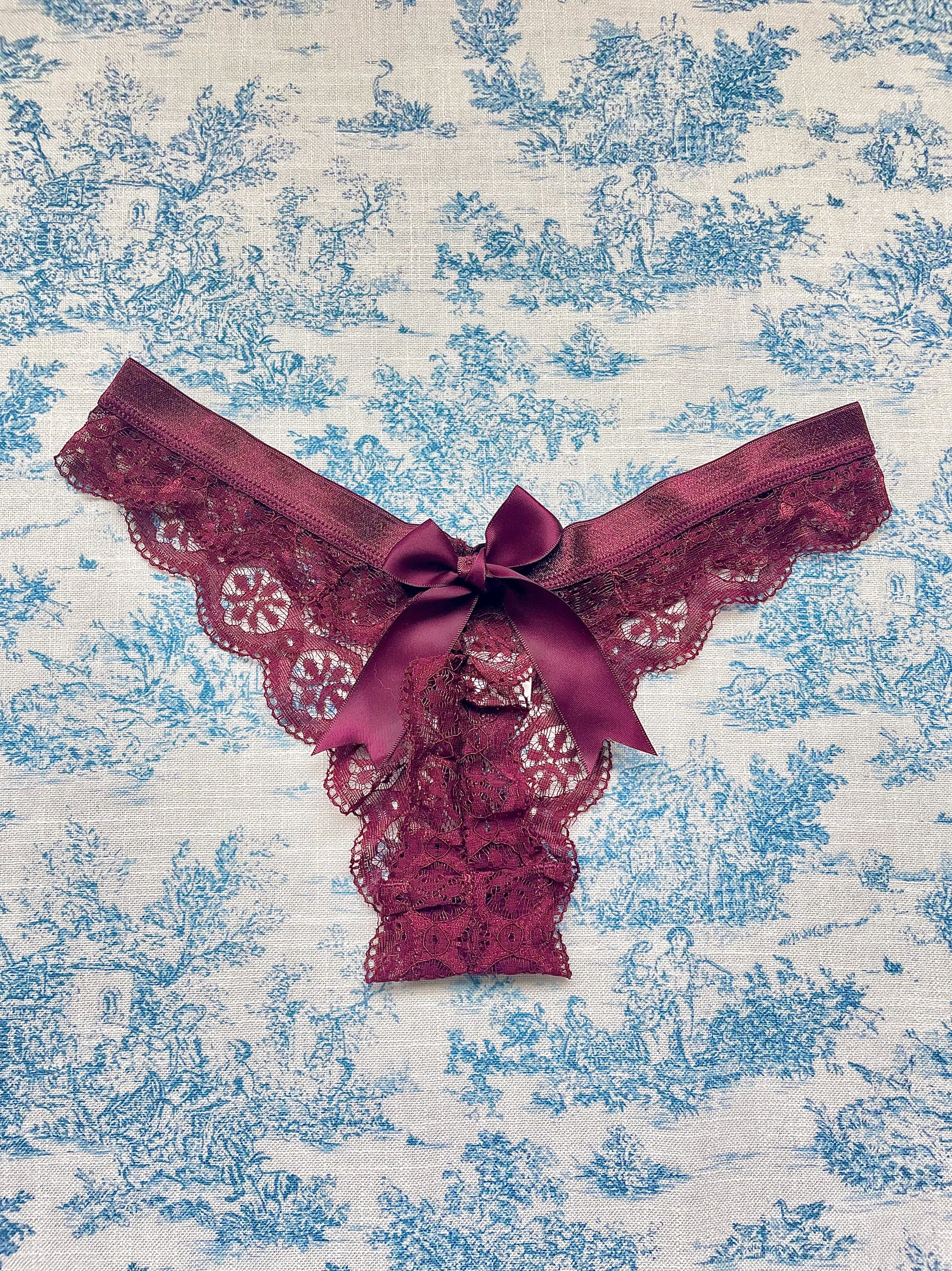 Maroon Lace Bow Panty