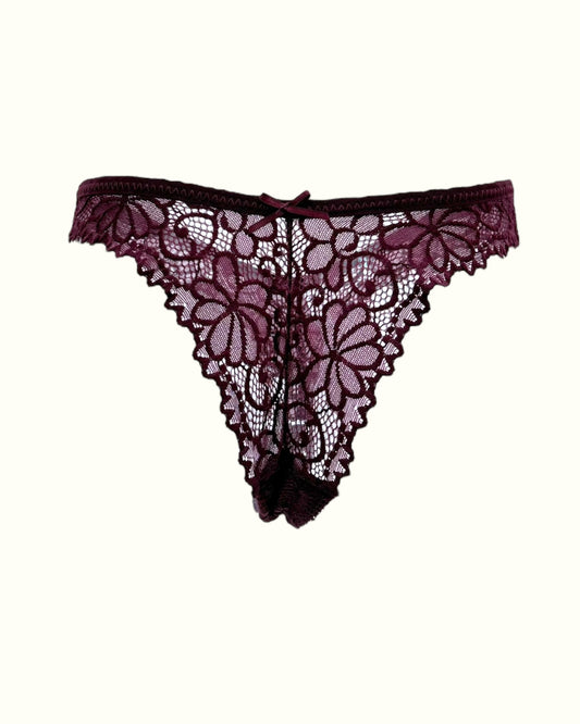 Exquisite Floral Lace Brazilian Thong