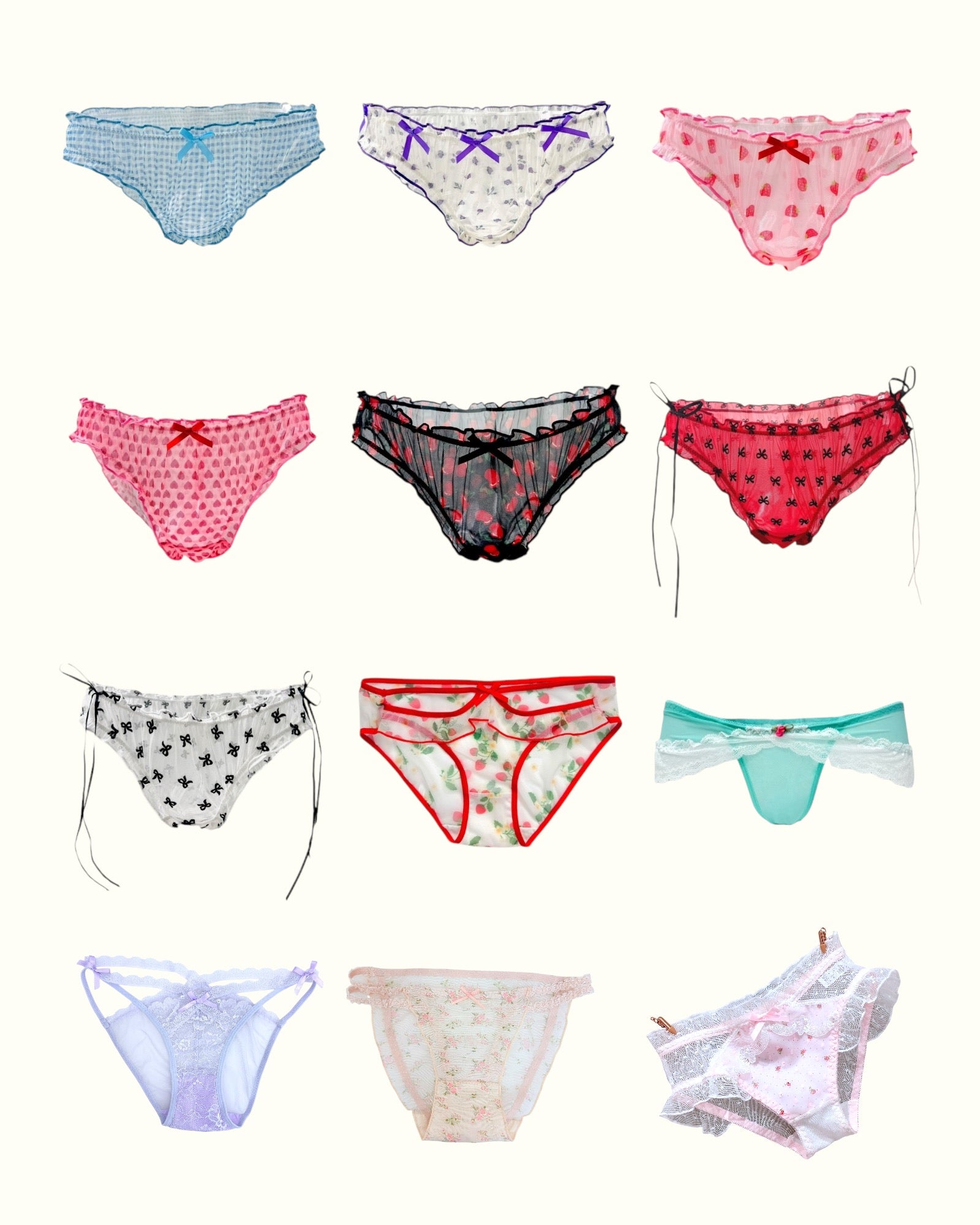 Mixed 5 Women's Lace Coquette Ruffle Panties in Various Designs