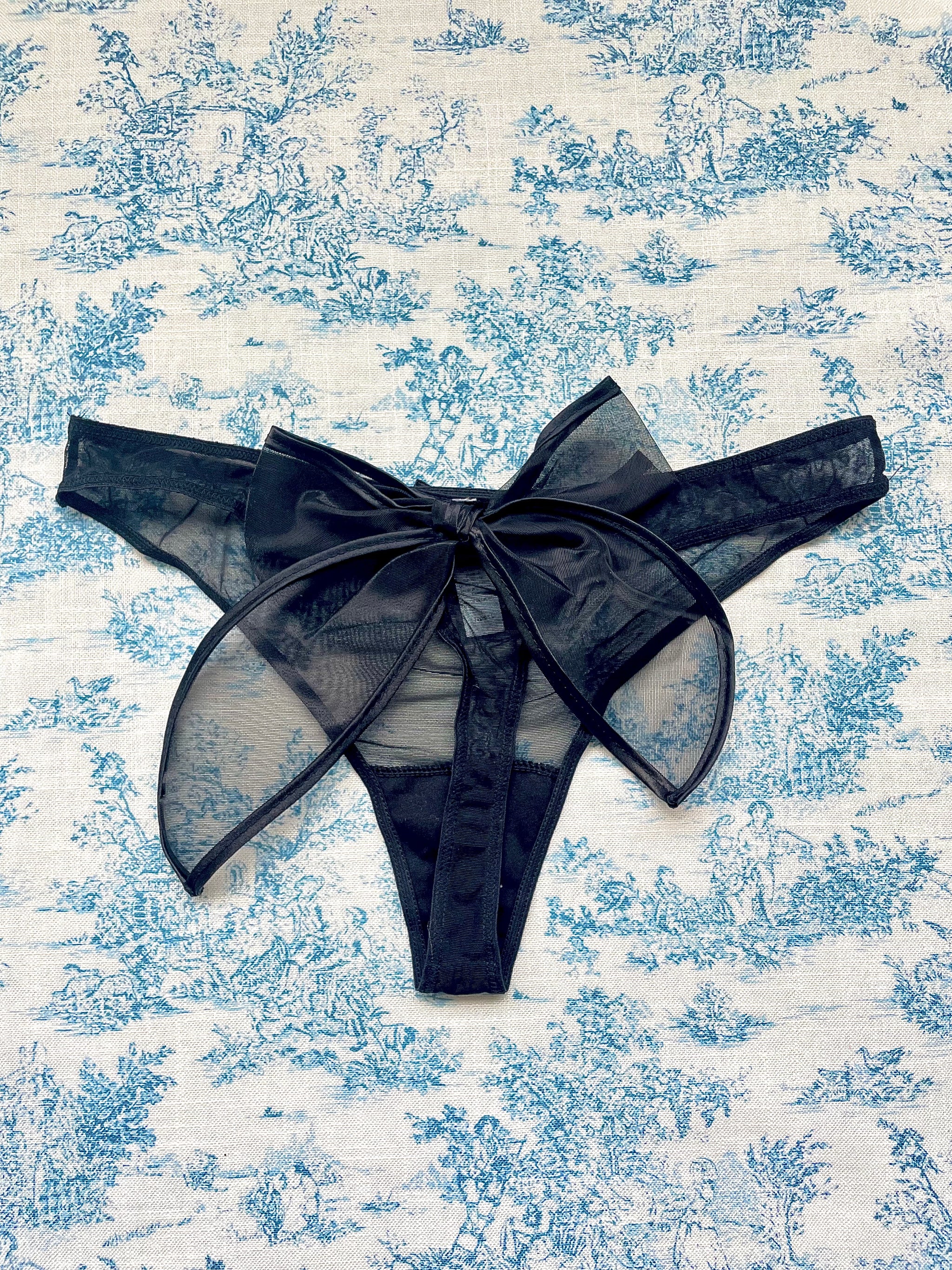 Black Mesh Bow Panty