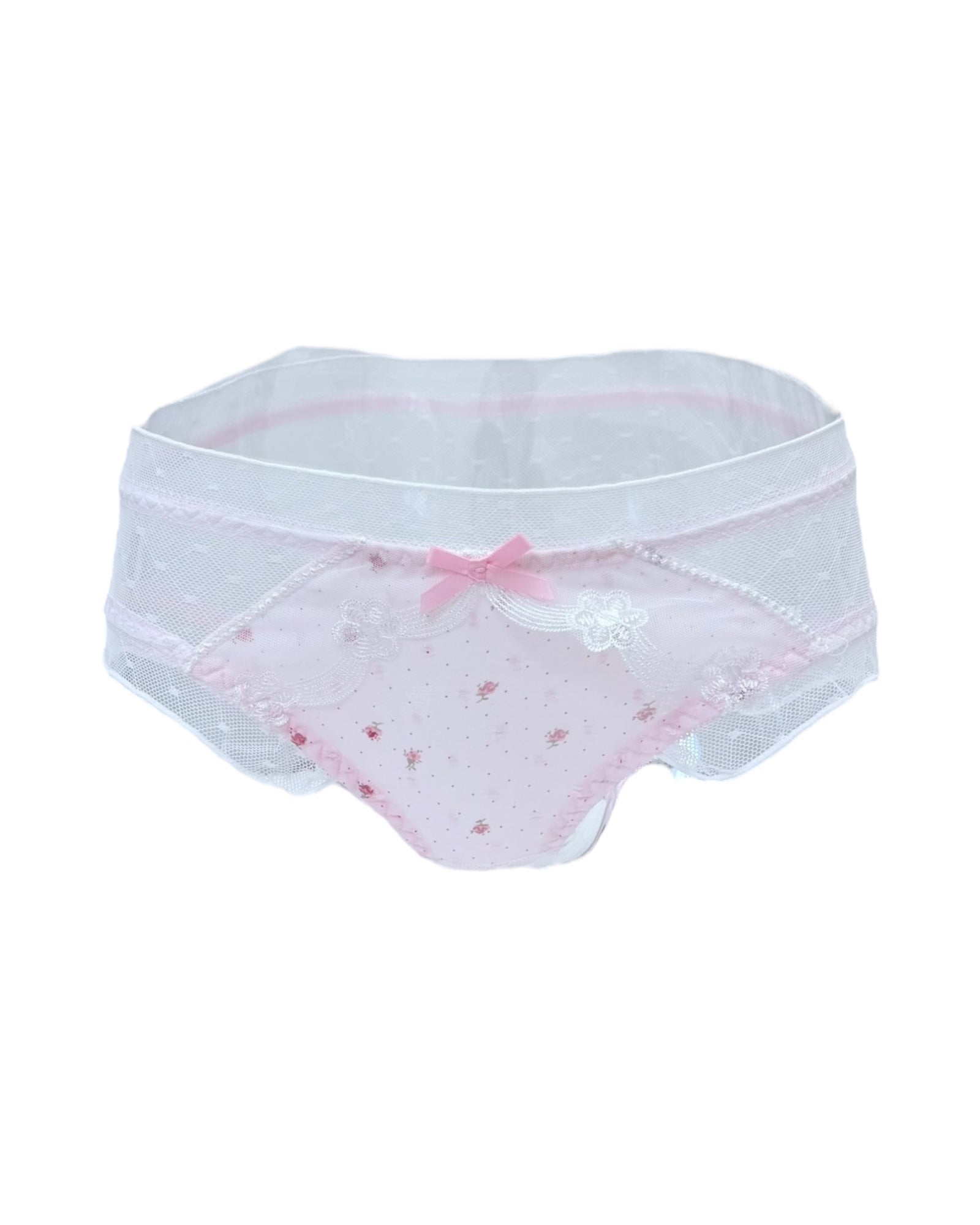 Romantic Pink Floral Mesh Panty