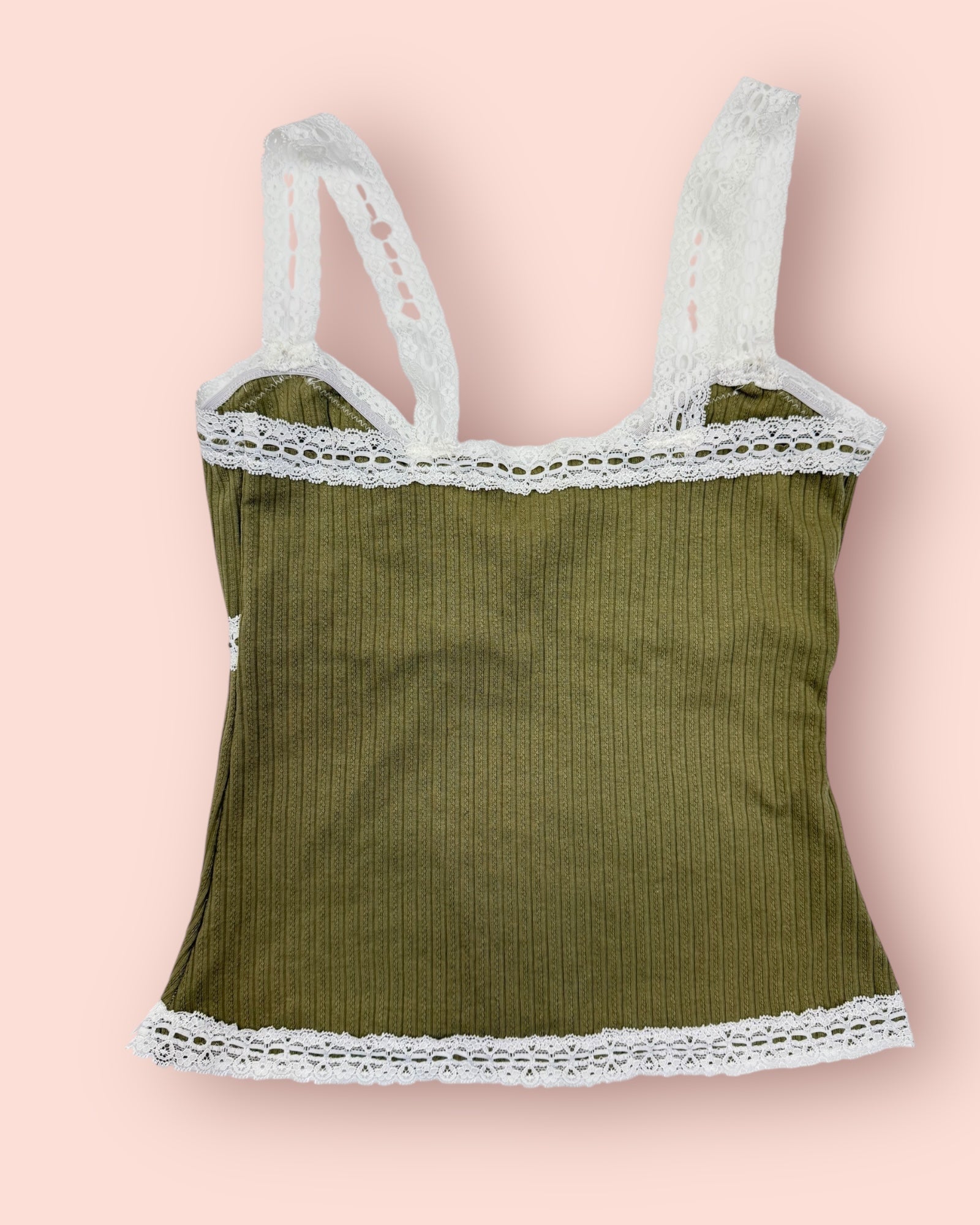 Green Lace Coquette Cami Sample Top