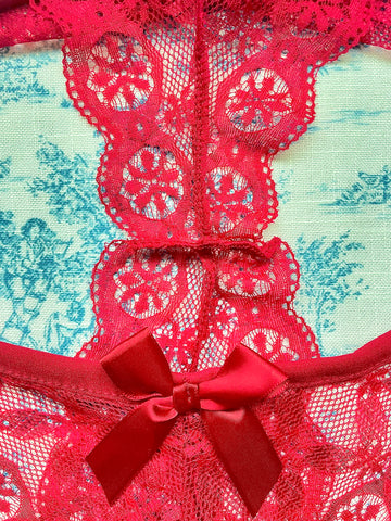 Red Lace Bow Panty