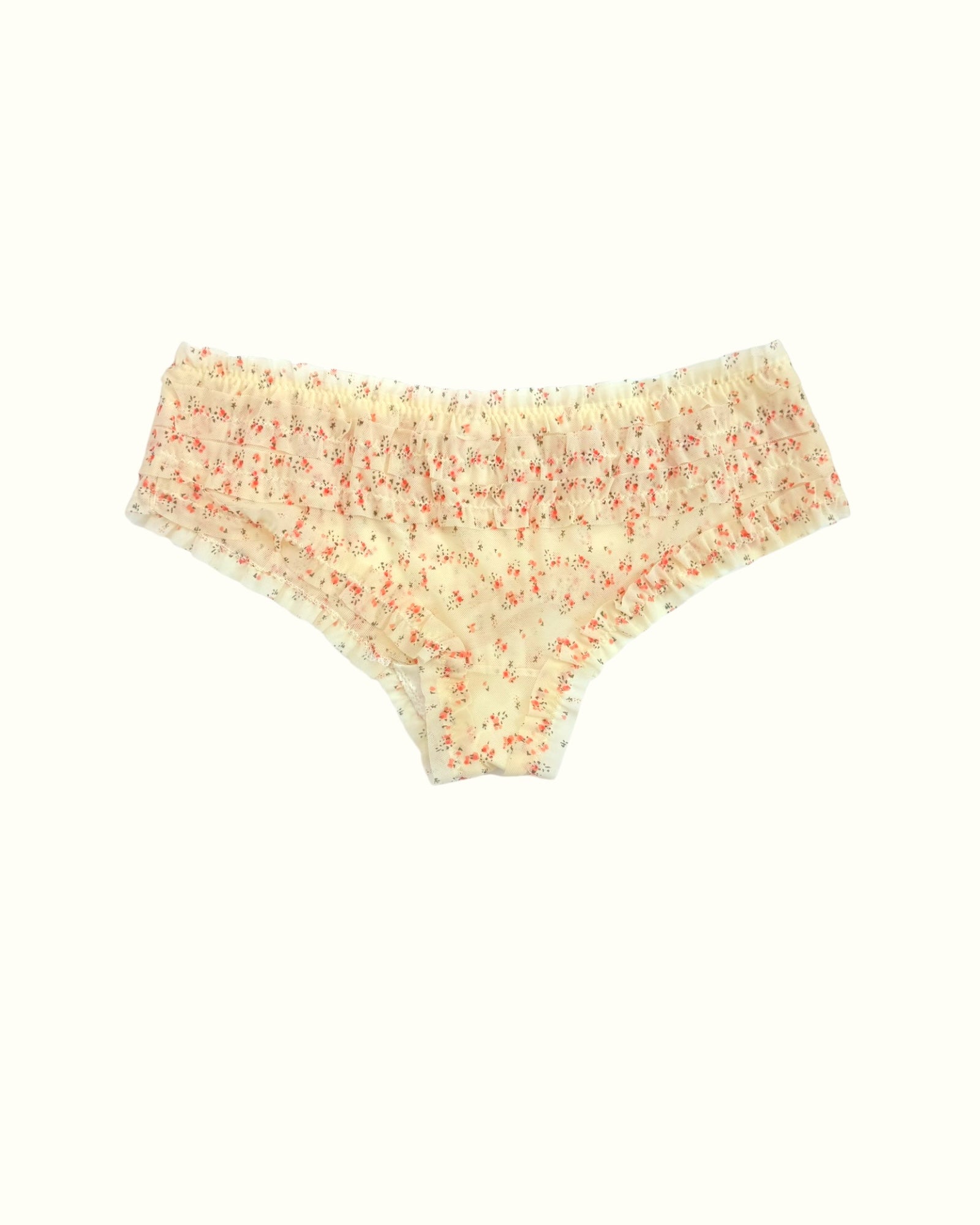 Vintage Floral Ruffled Briefs with Bow Accent