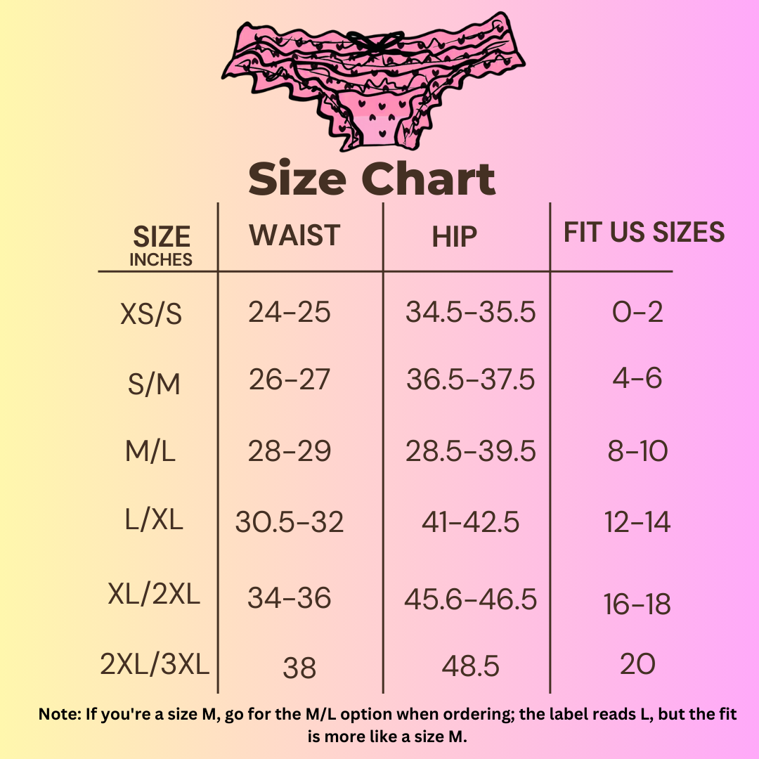 Size Charts  Fancy Panties