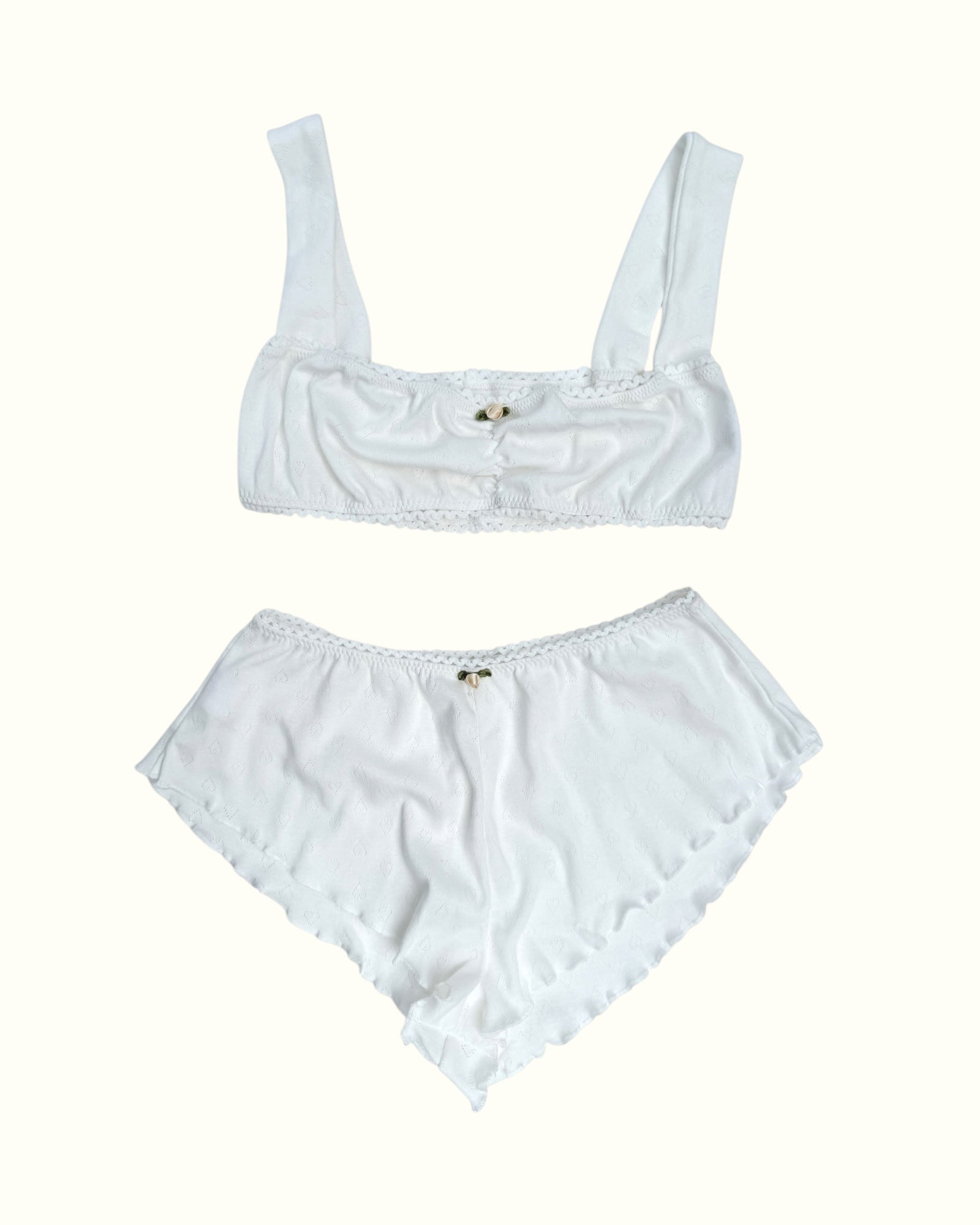 The Romantic pointelle cotton made matching bralette set