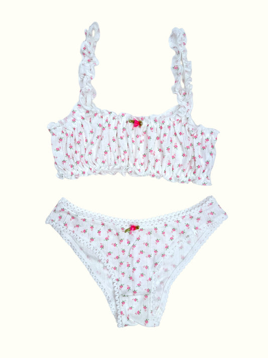 Romantic Floral Pointelle Bralette & Panty Set