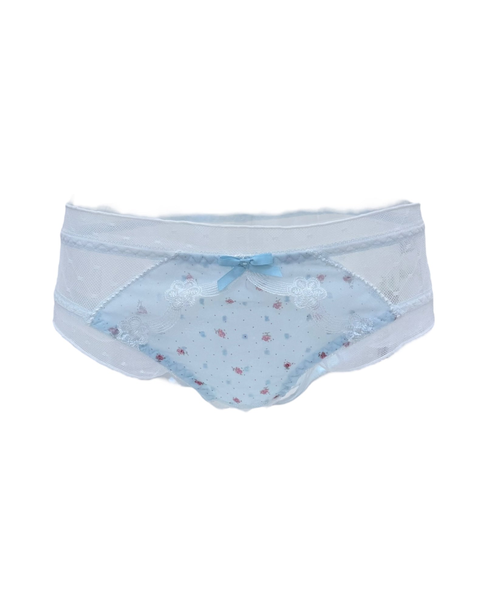 Elegant Blue Floral Mesh Panty