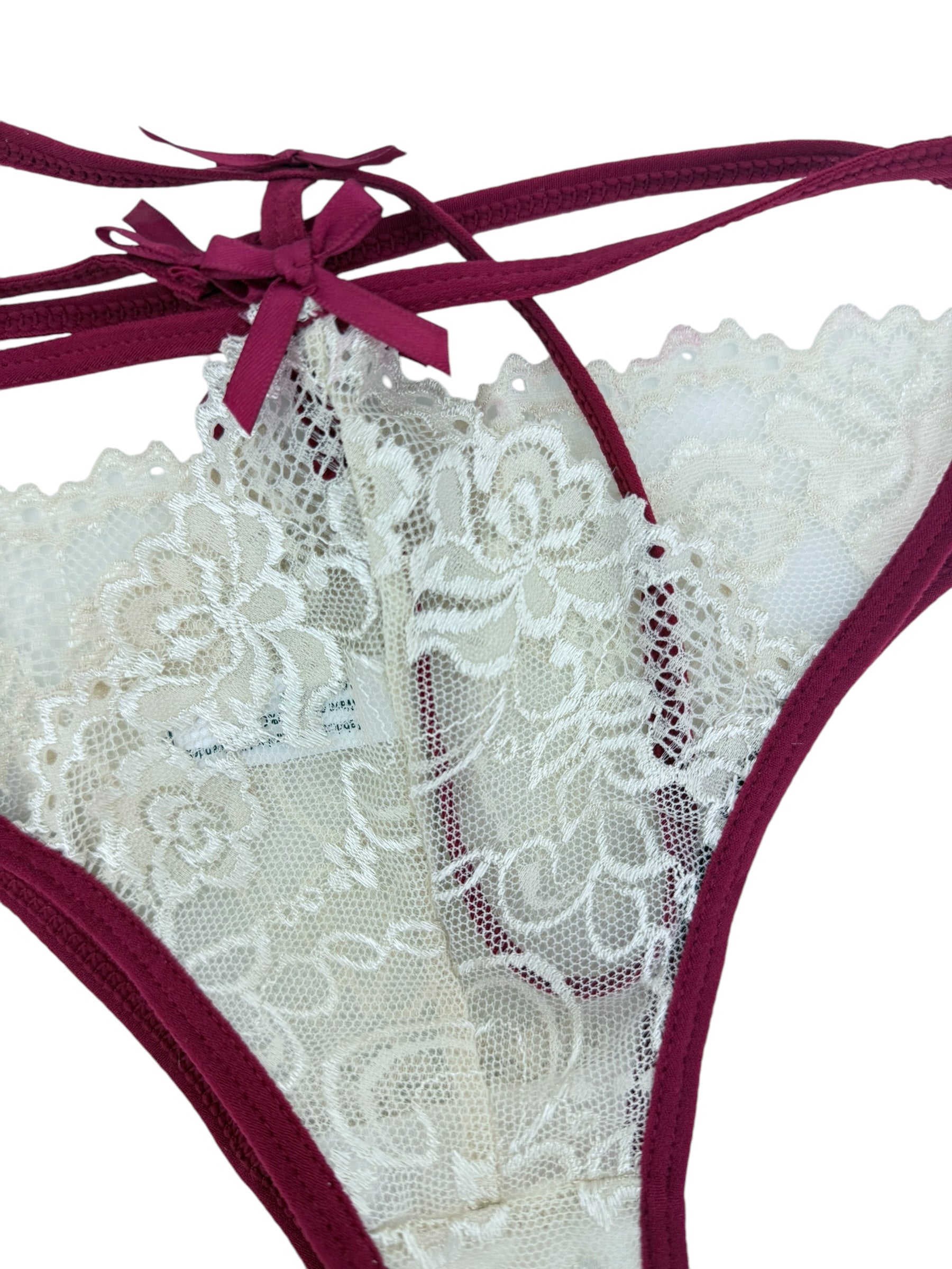 Coquette Strappy Lace Thong wtih Bow Details