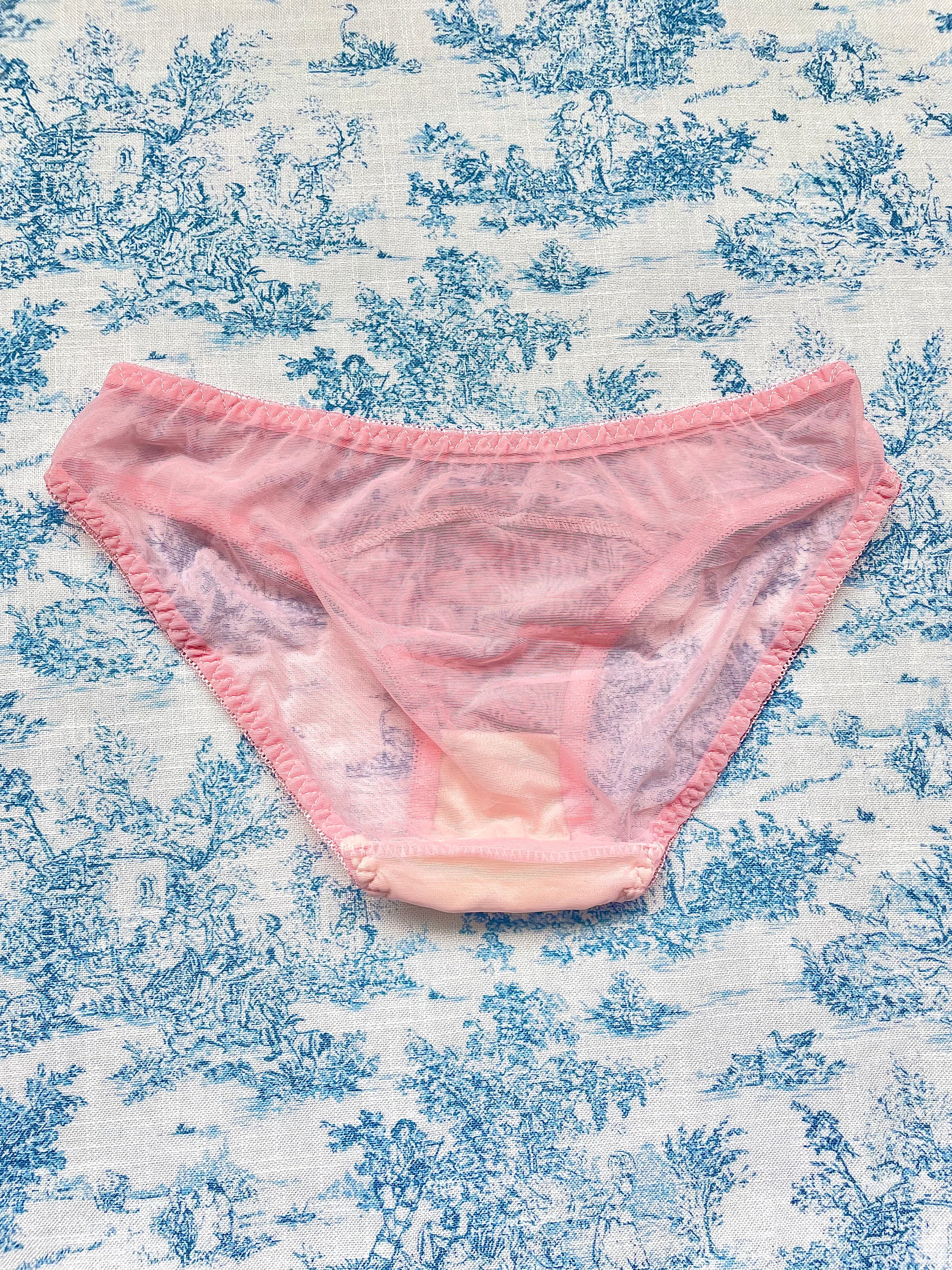 Pink Mesh Bow Pattern Panty