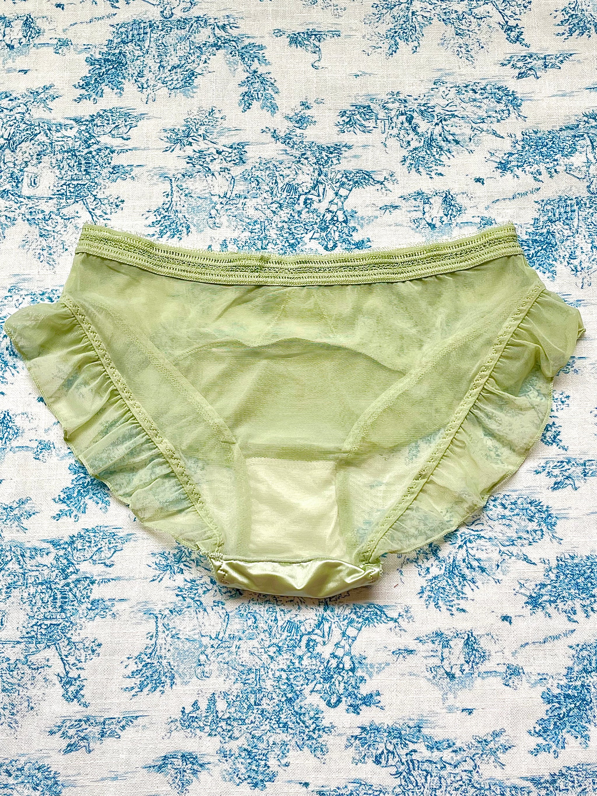 Green Satin & Mesh Panty