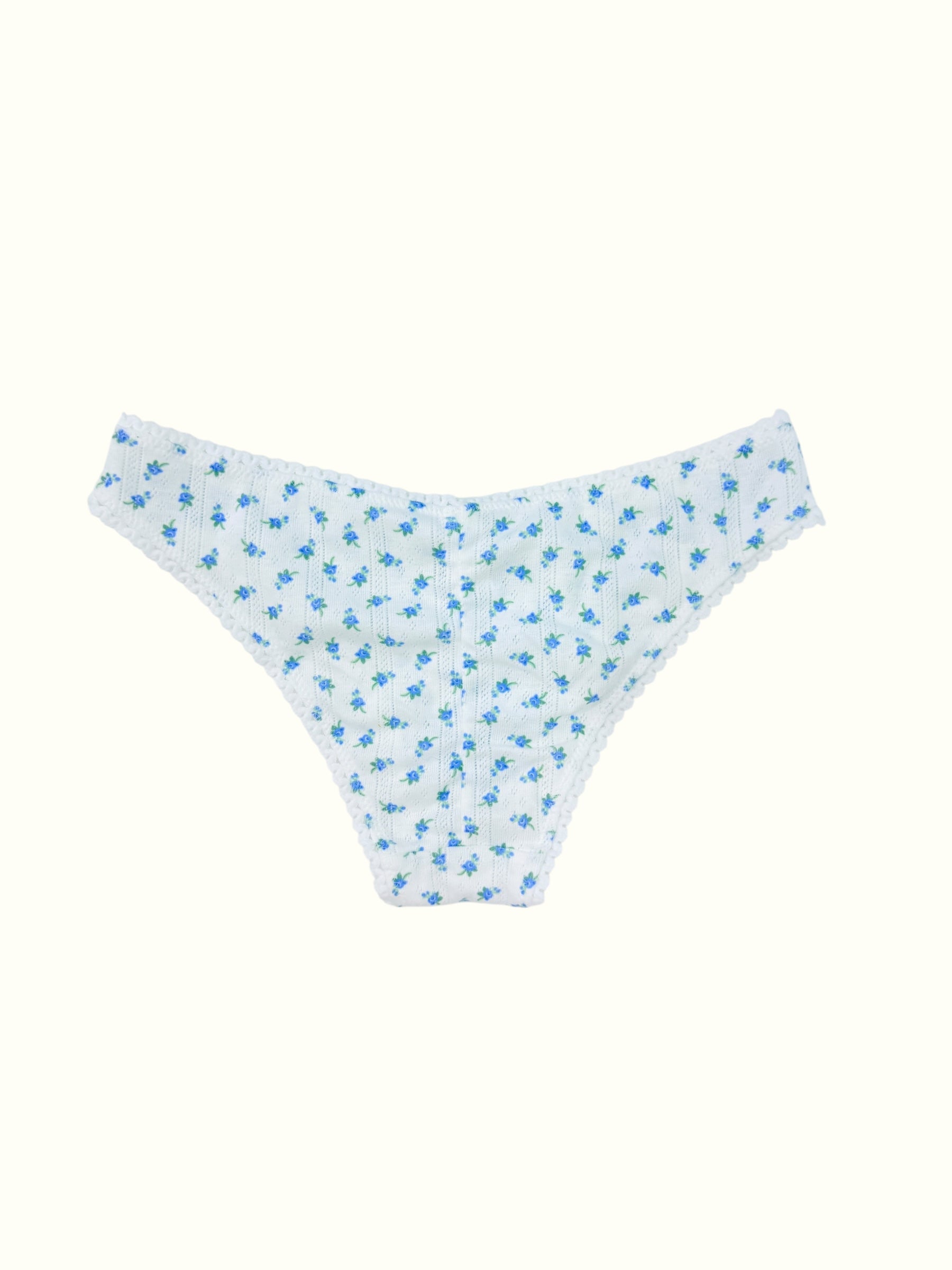 Blue English Rose Pointelle Bikini Panty