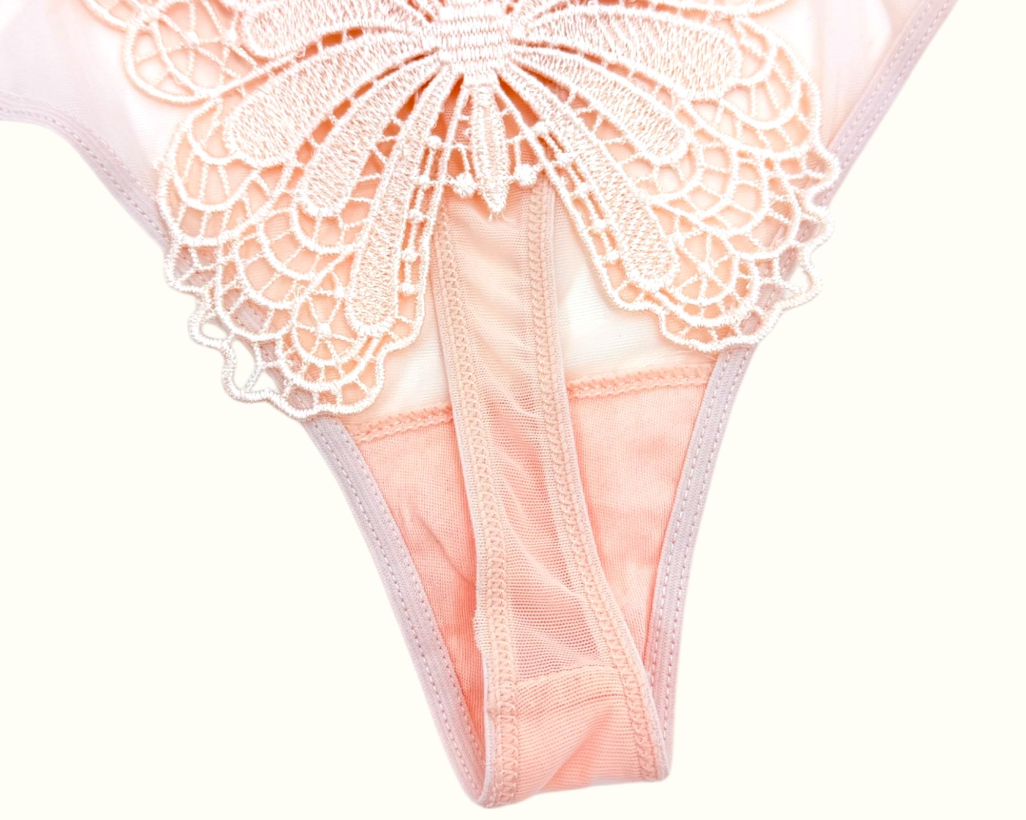 Butterfly Embroidery Mesh Thong