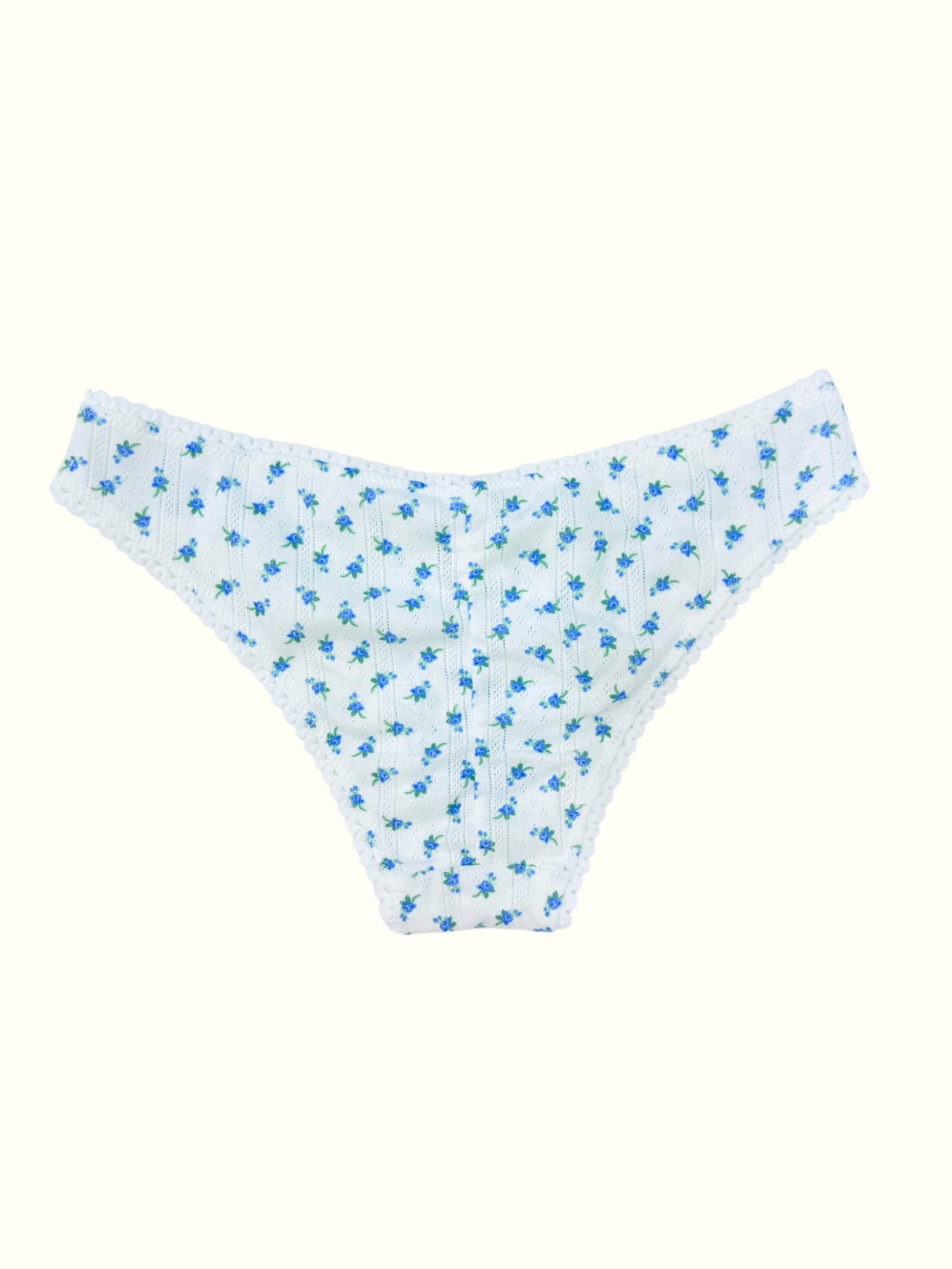 Blue English Rose Pointelle Bikini Panty