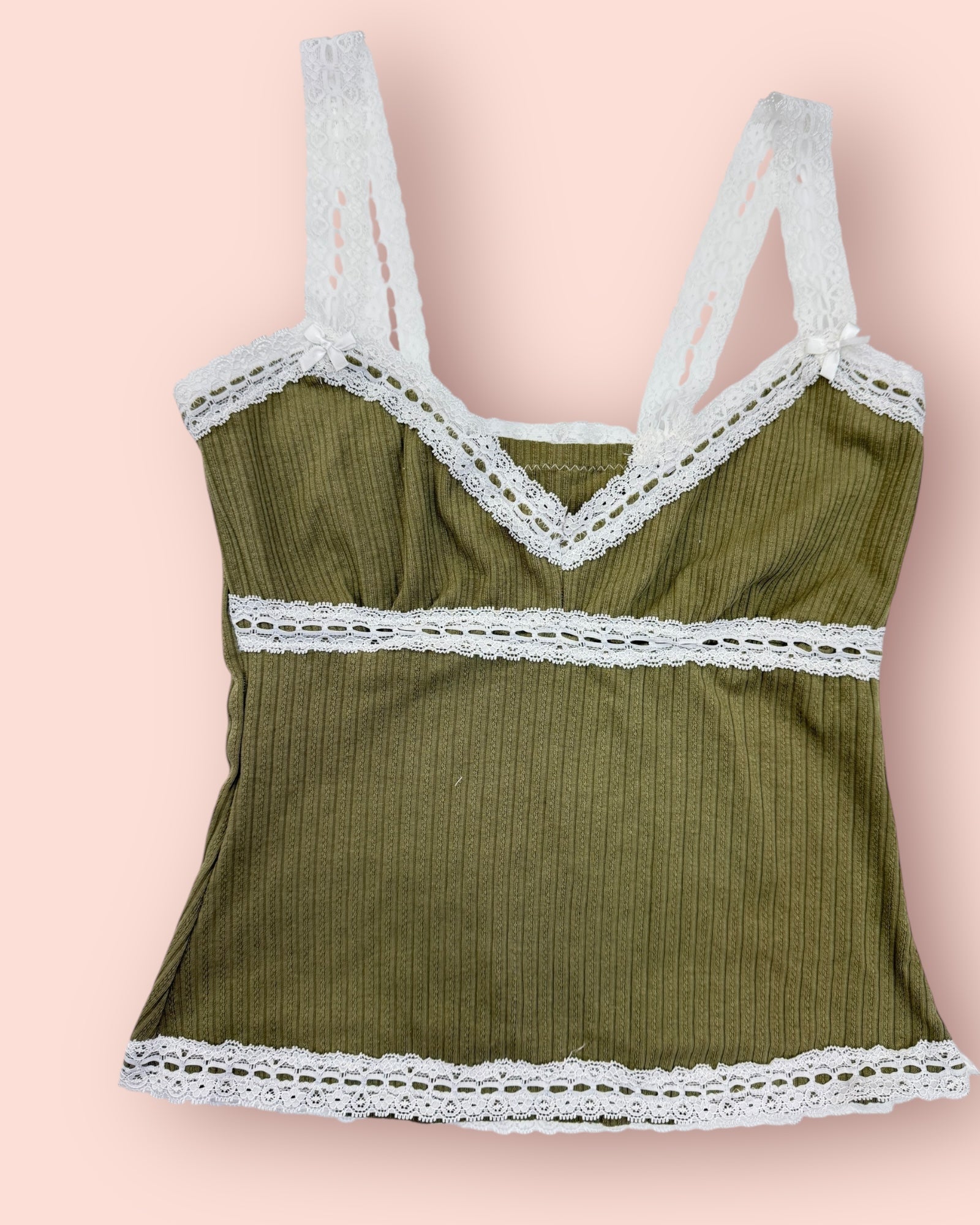 Green Lace Coquette Cami Sample Top