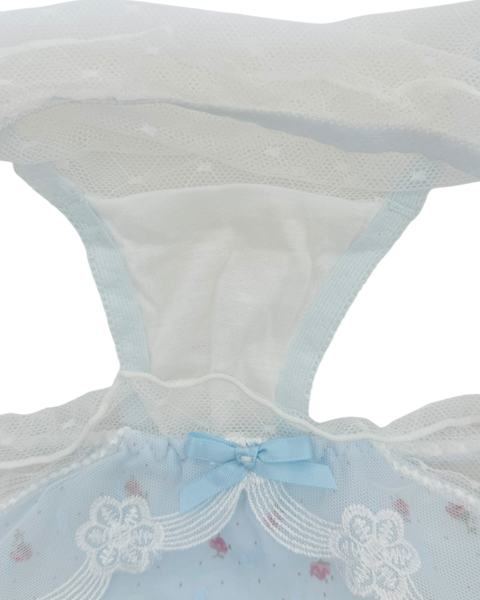 Elegant Blue Floral Mesh Panty