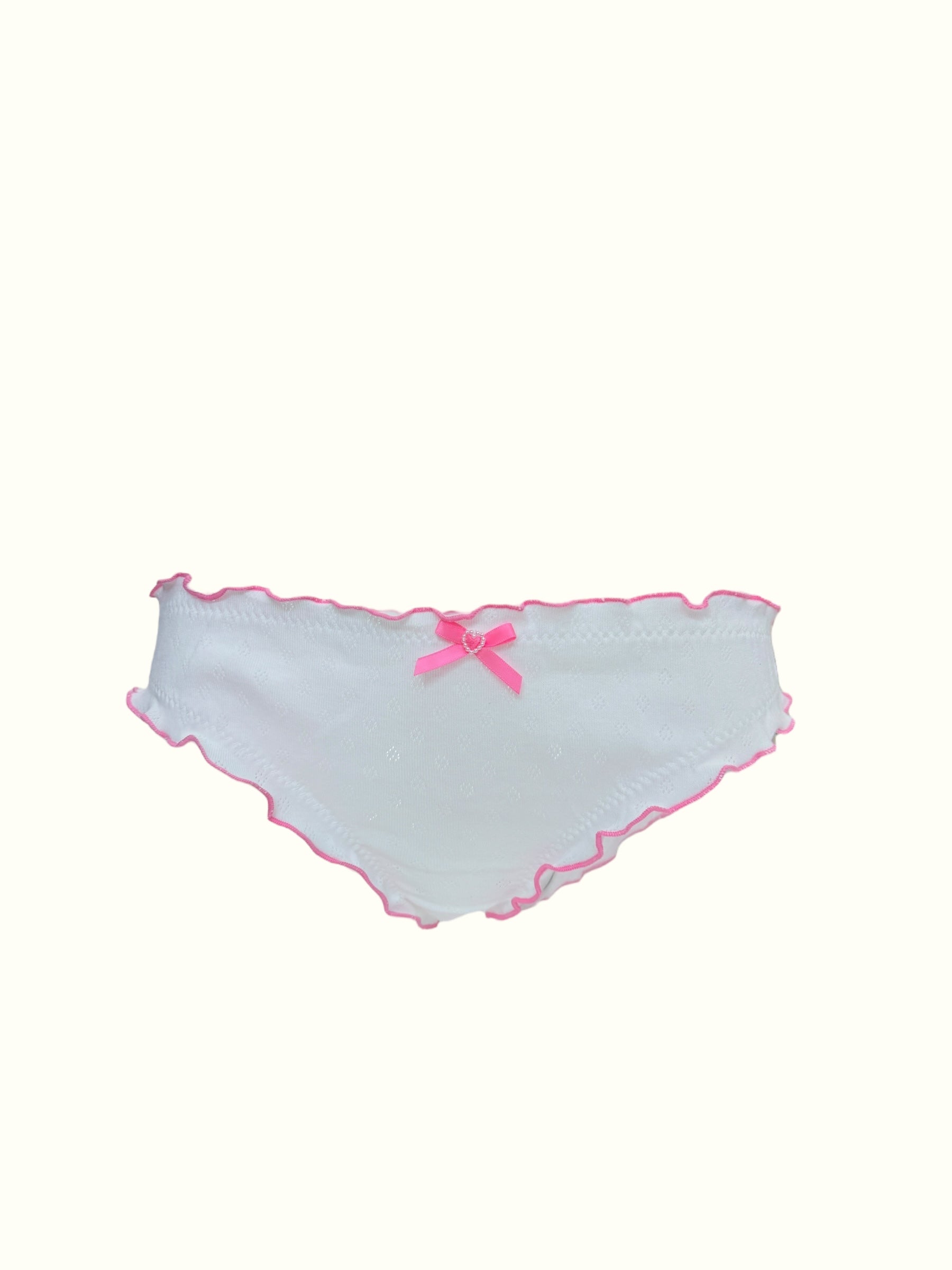 Romantic Cotton Undie with Vintage-Style Ruching and Lettuce Edging Panty