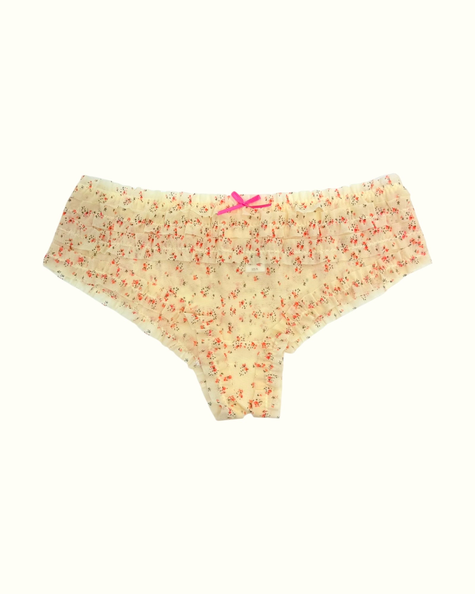 Vintage Floral Ruffled Briefs with Bow Accent