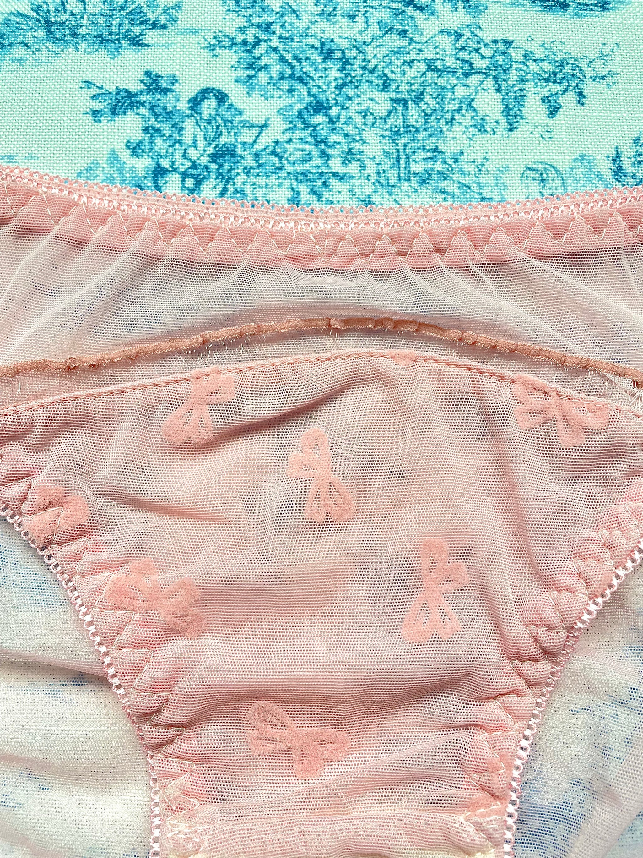 Pink Mesh Bow Pattern Panty