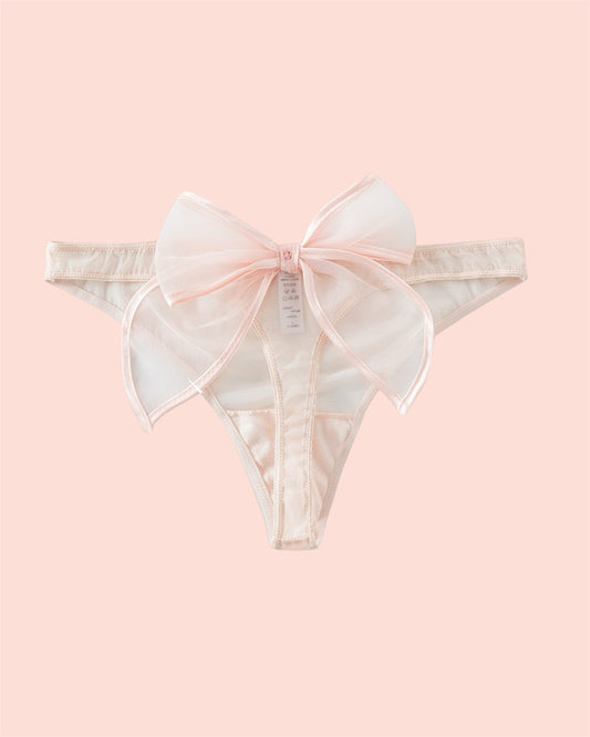 Coquette Sheer Thong with Oversized Bow Detail