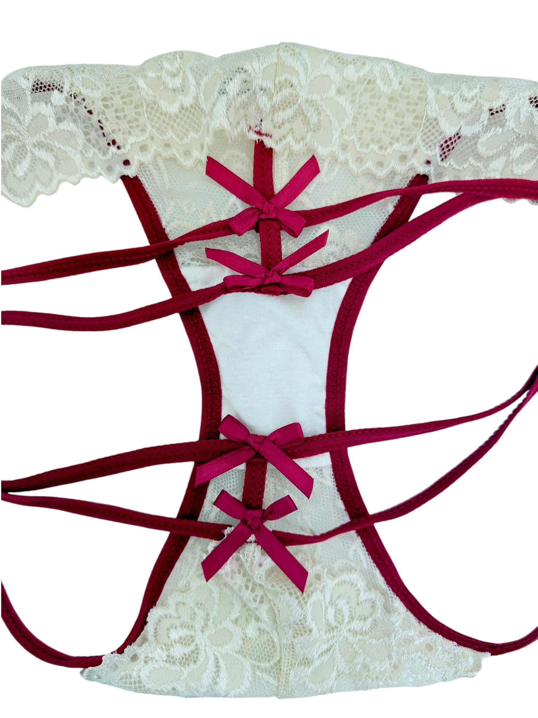 Coquette Strappy Lace Thong wtih Bow Details