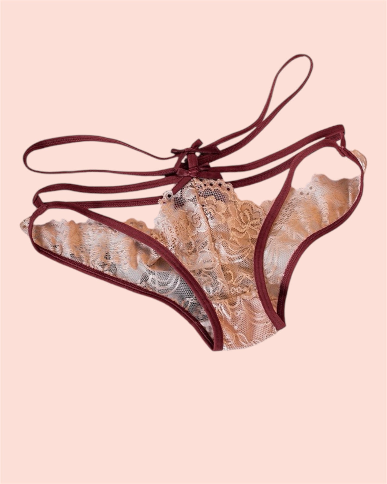 Coquette Strappy Lace Thong wtih Bow Details