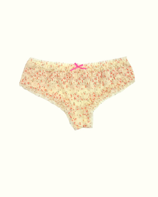 Vintage Floral Ruffled Briefs with Bow Accent