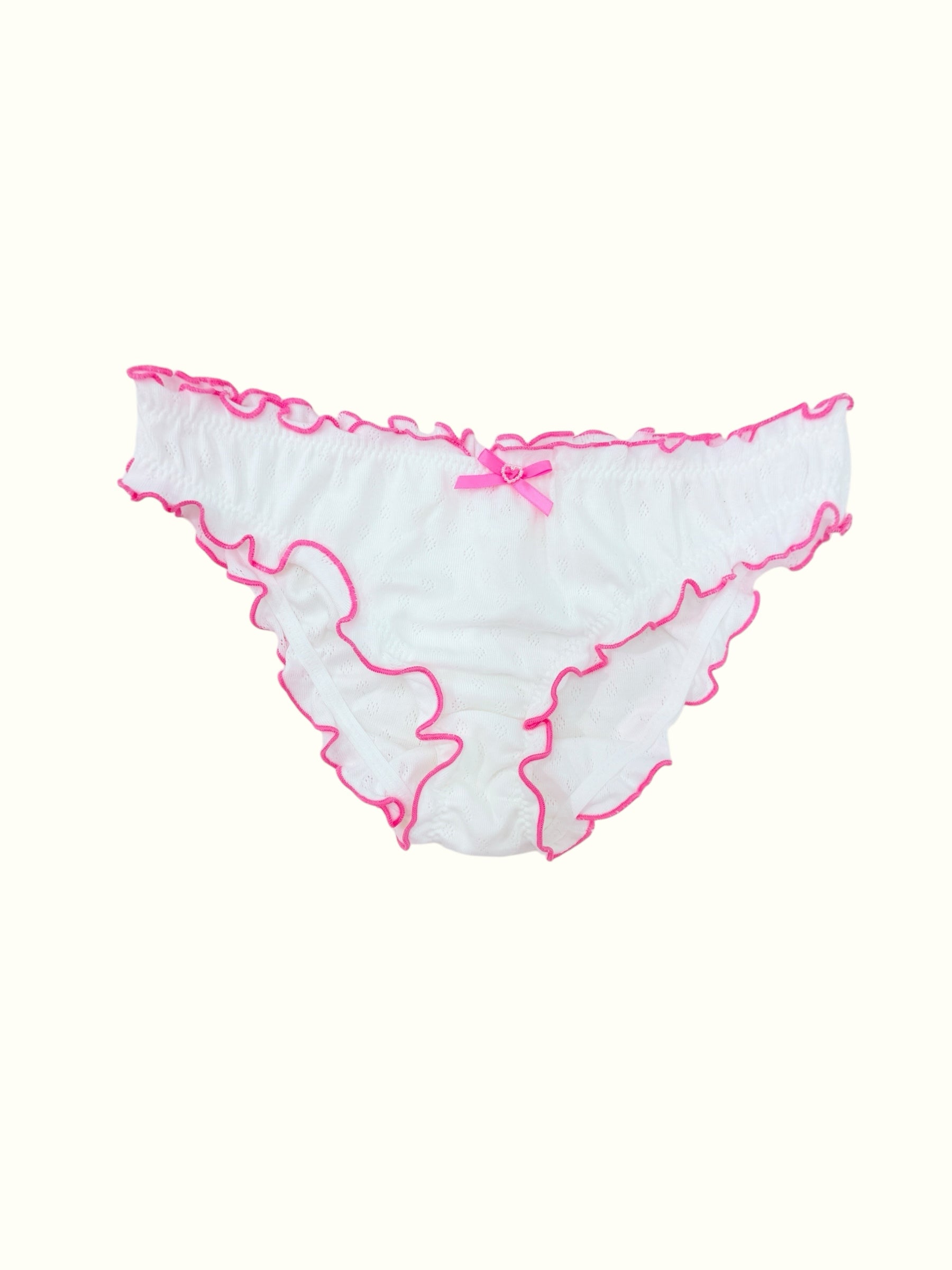 Romantic Cotton Undie with Vintage-Style Ruching and Lettuce Edging Panty