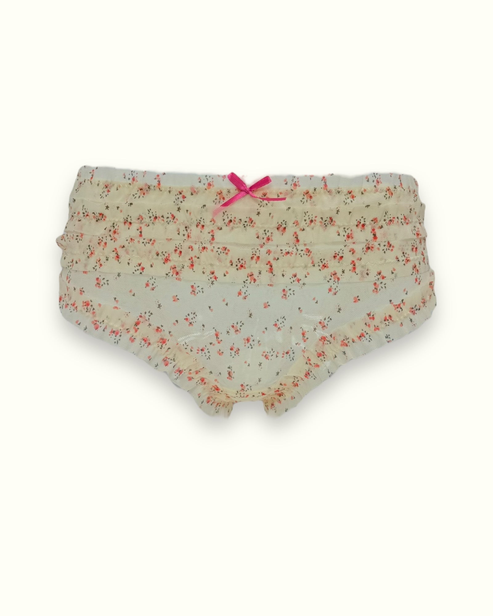 Vintage Floral Ruffled Briefs with Bow Accent