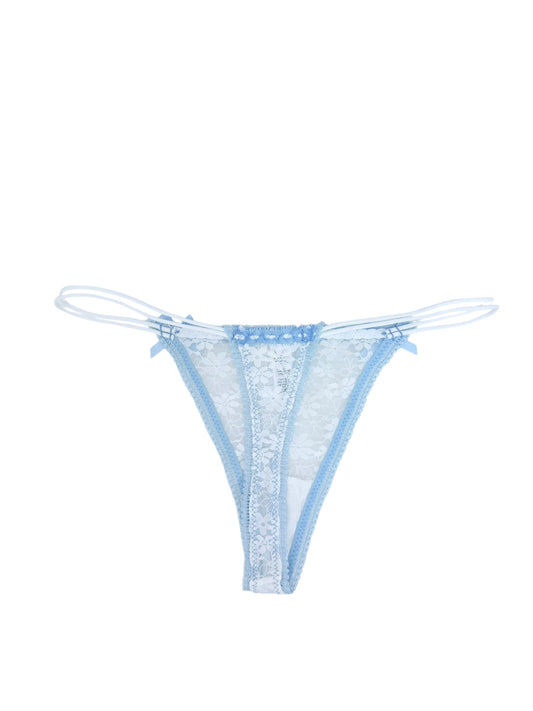 Delicate Lace G-String Trio with Bow Details