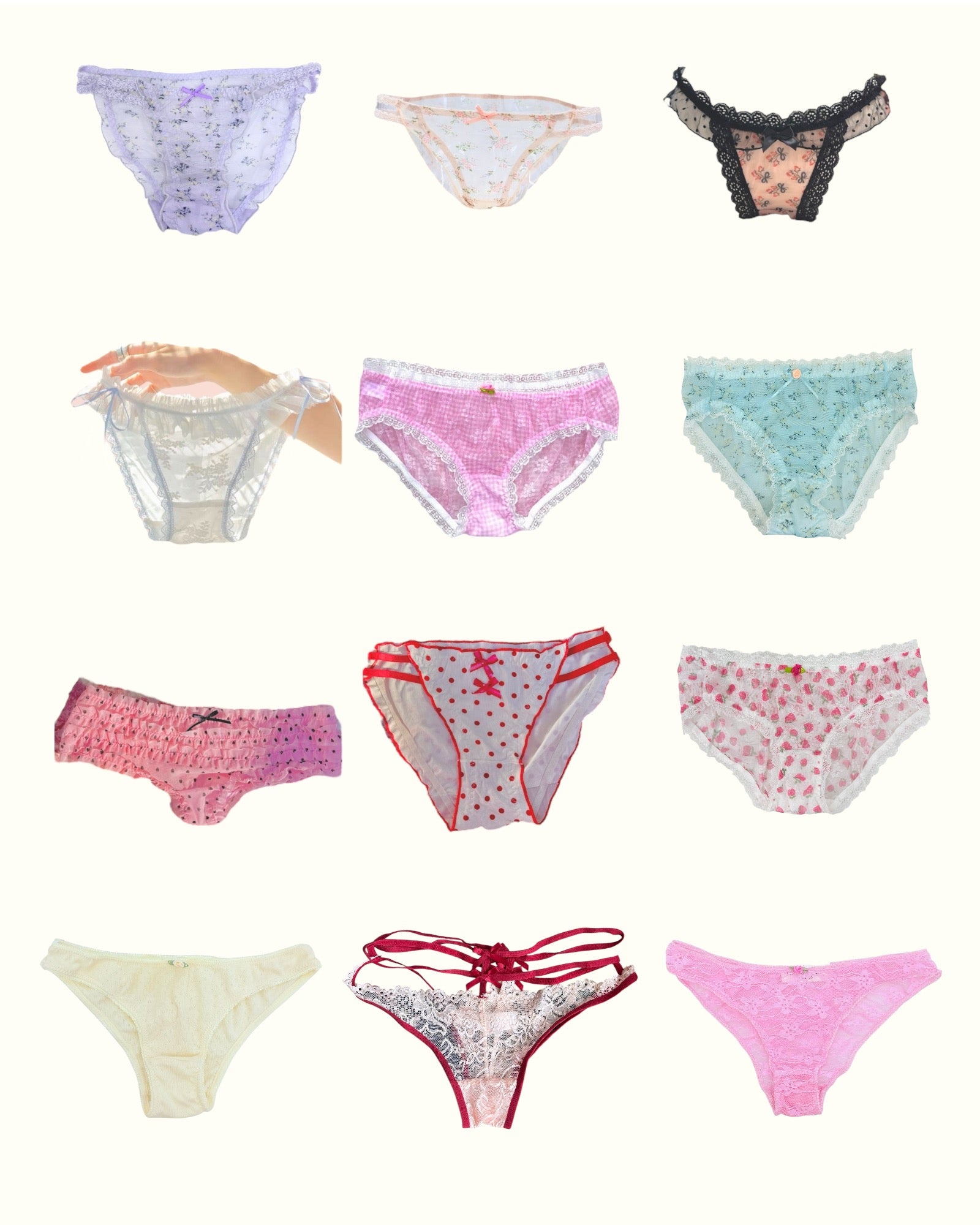 Mixed 5 Women's Lace Coquette Ruffle Panties in Various Designs