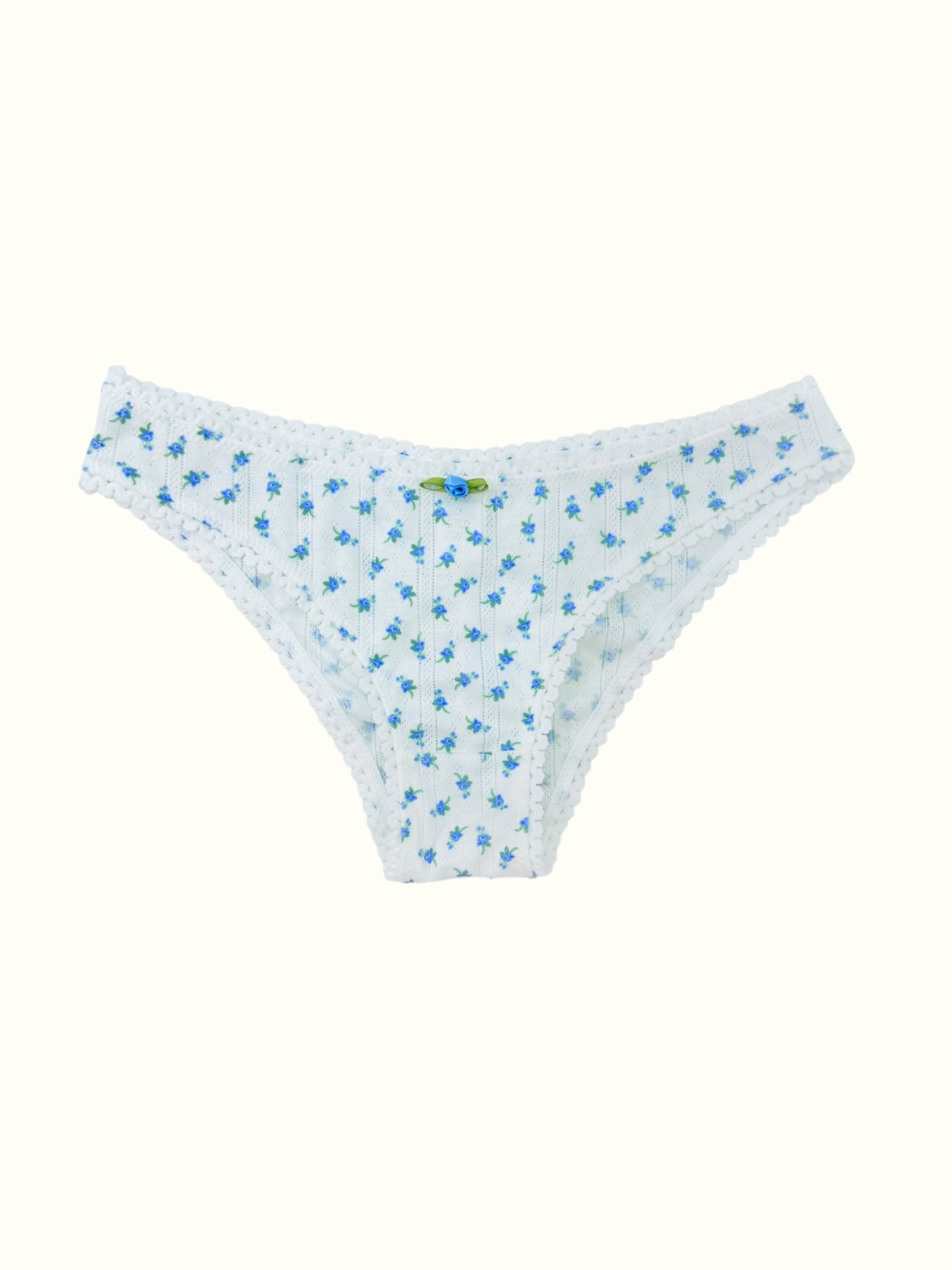 Blue English Rose Pointelle Bikini Panty