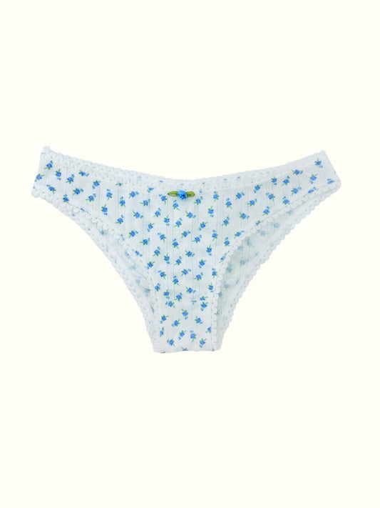 Blue English Rose Pointelle Bikini Panty