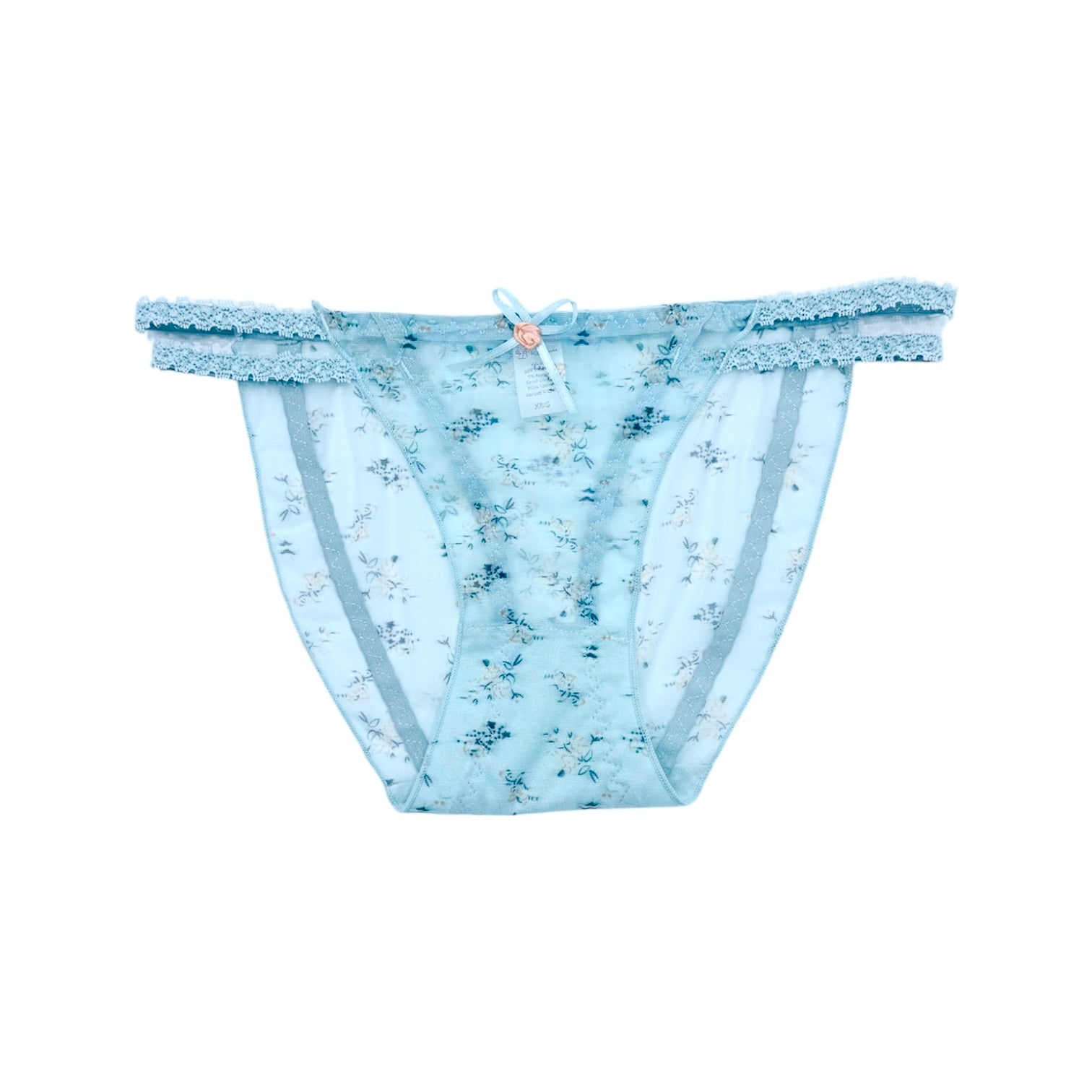 Delicate Floral Lace Panty with Bow Charm