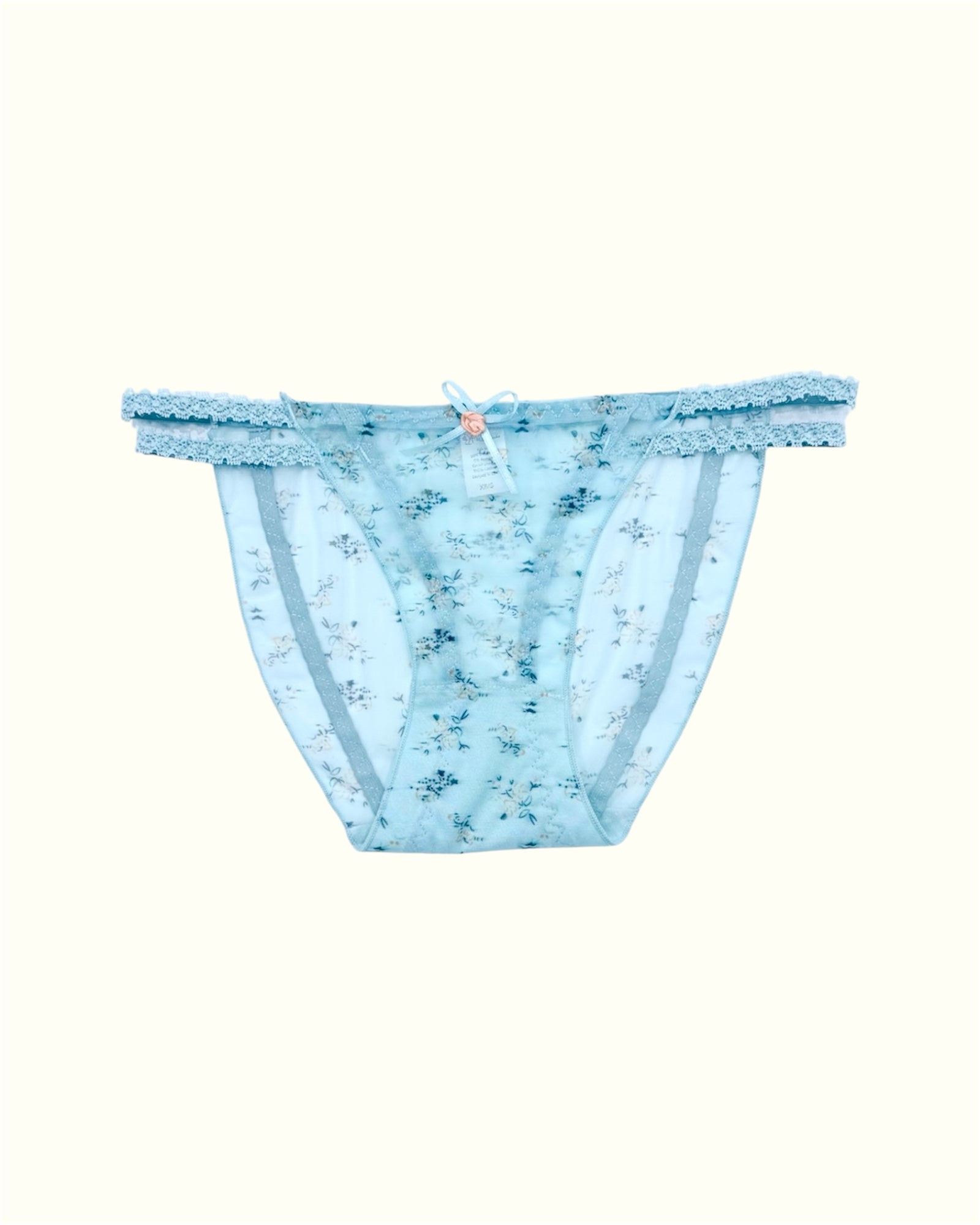 Delicate Floral Lace Panty with Bow Charm