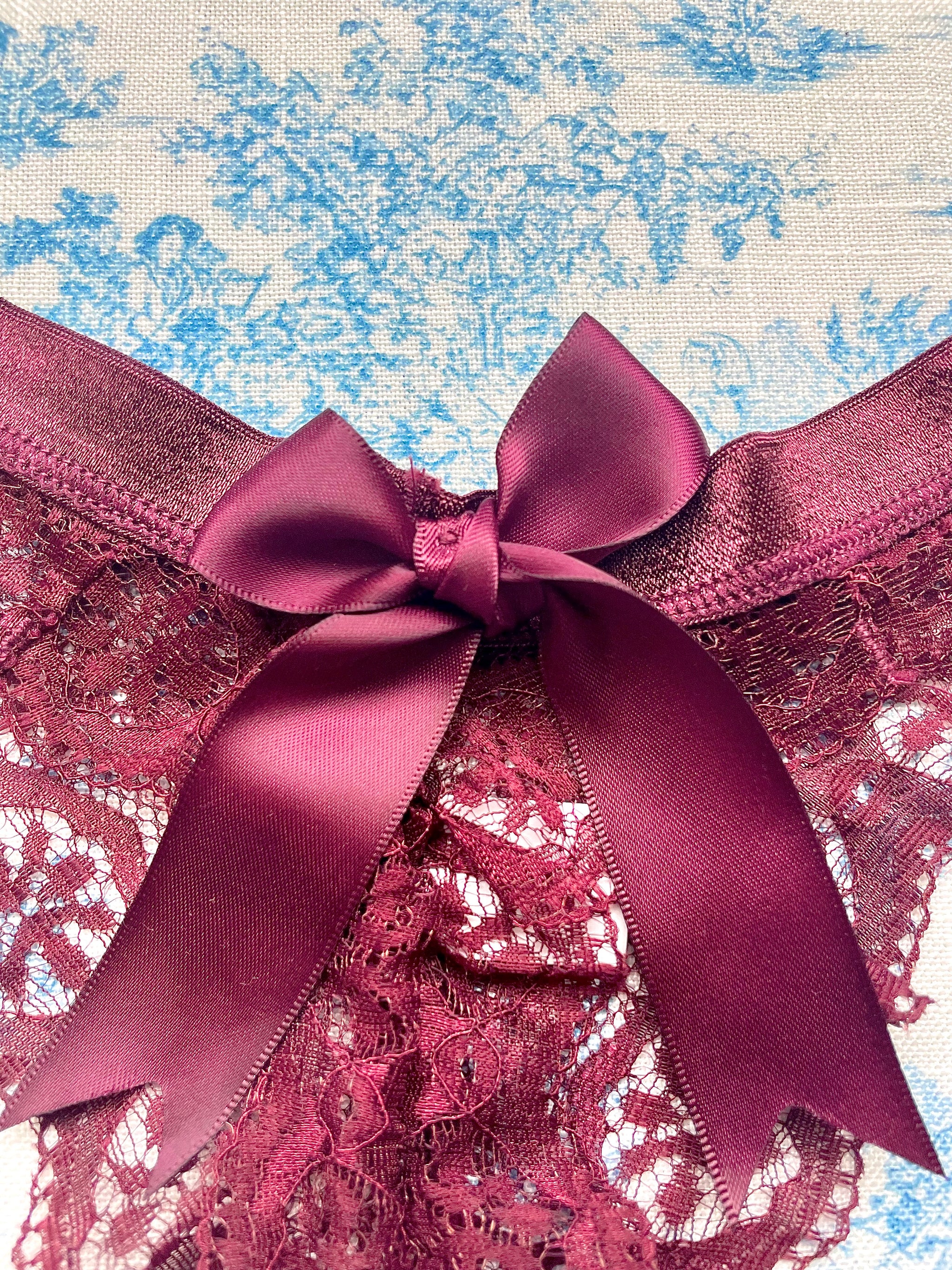 Maroon Lace Bow Panty