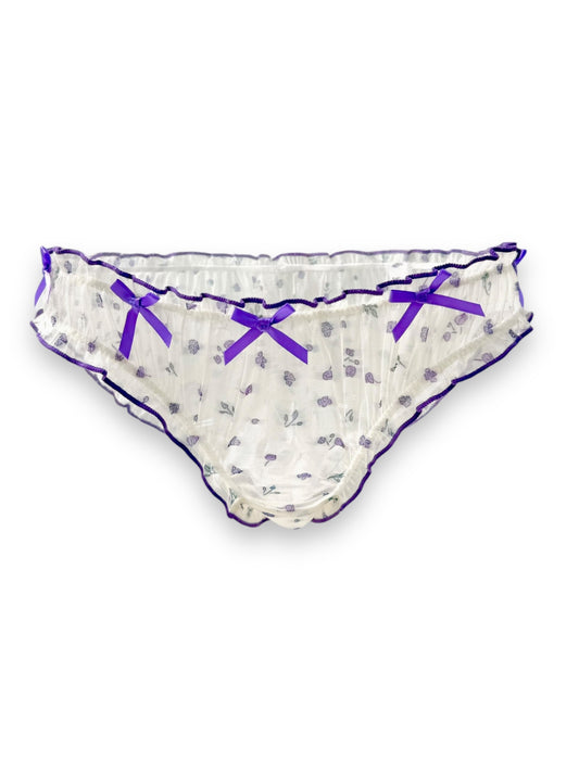 Floral Sheer Coquette Panty with Lavender Bows