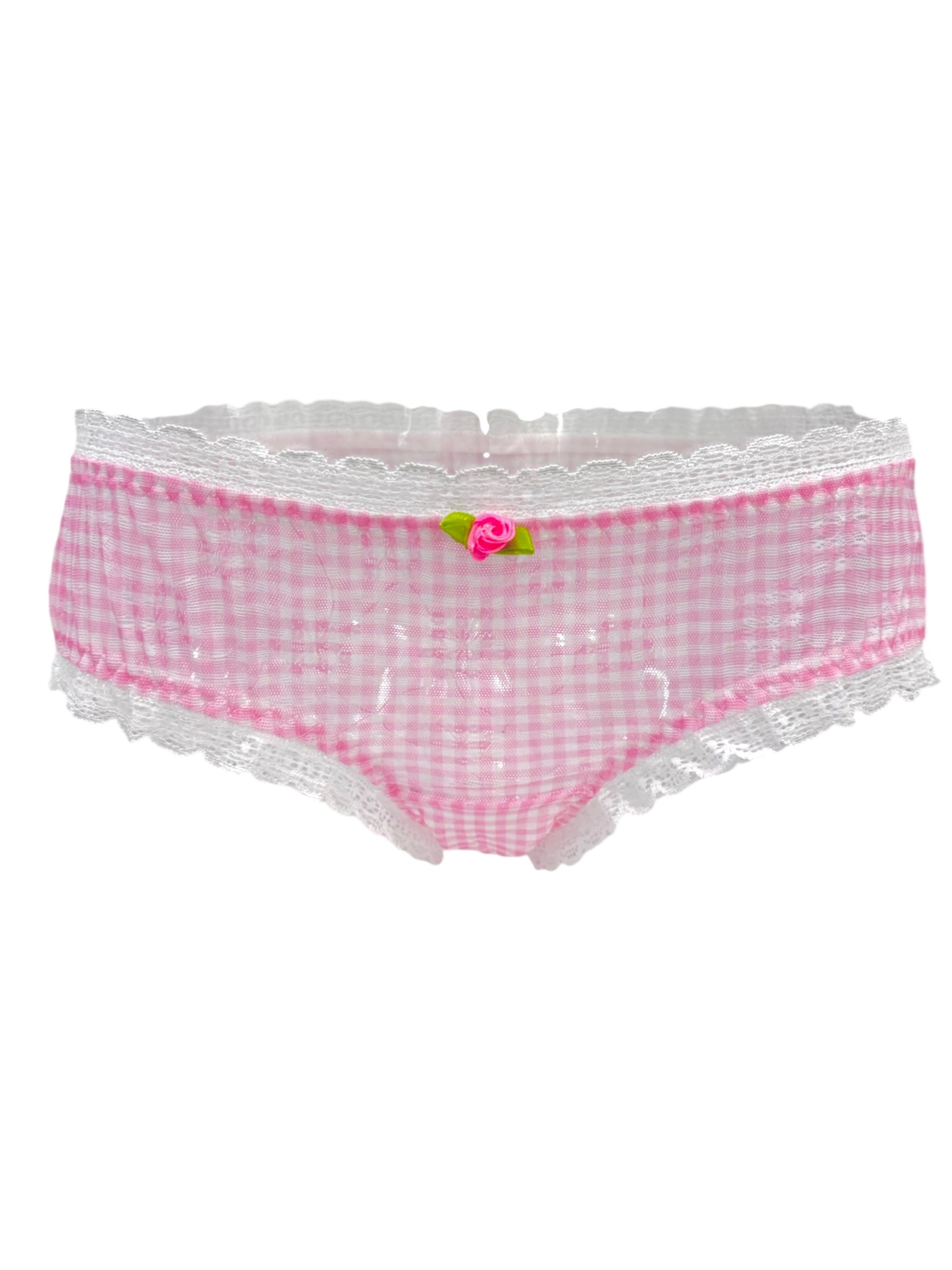 Pink Gingham Lace Trim Panty