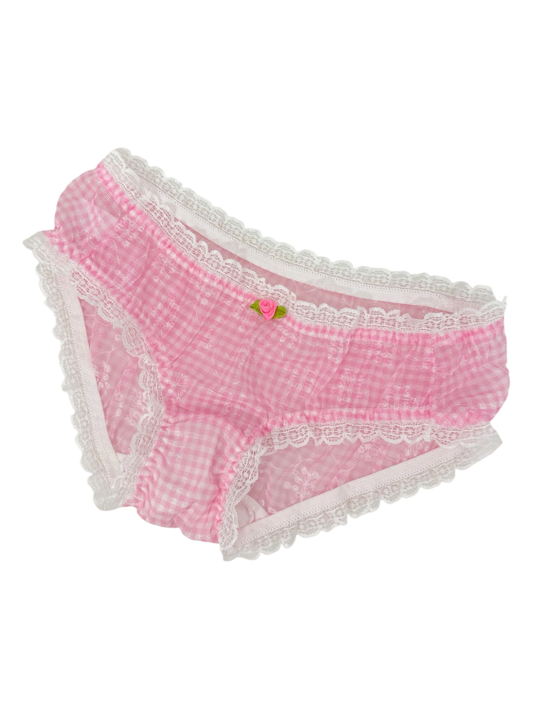 Pink Gingham Lace Trim Panty