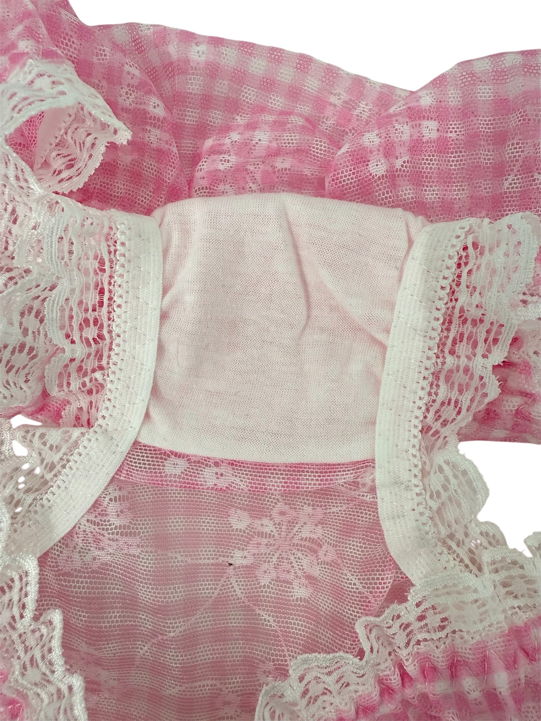 Pink Gingham Lace Trim Panty