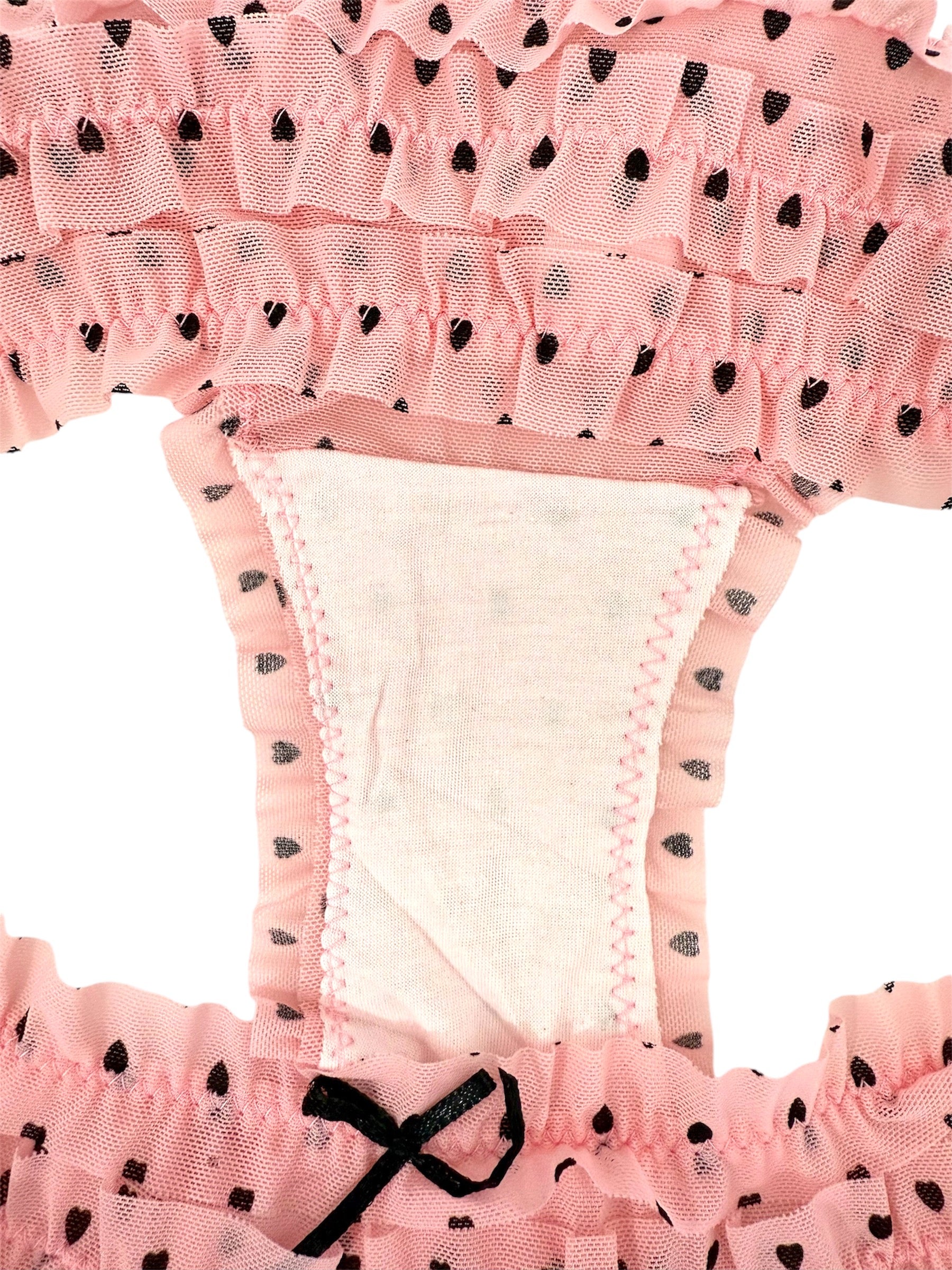 Whispers of Love: Pink Petals & Midnight Hearts Ruffle Panty