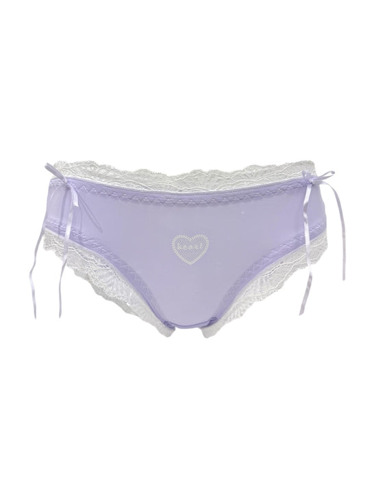 Purple & White Lace Trim Panty