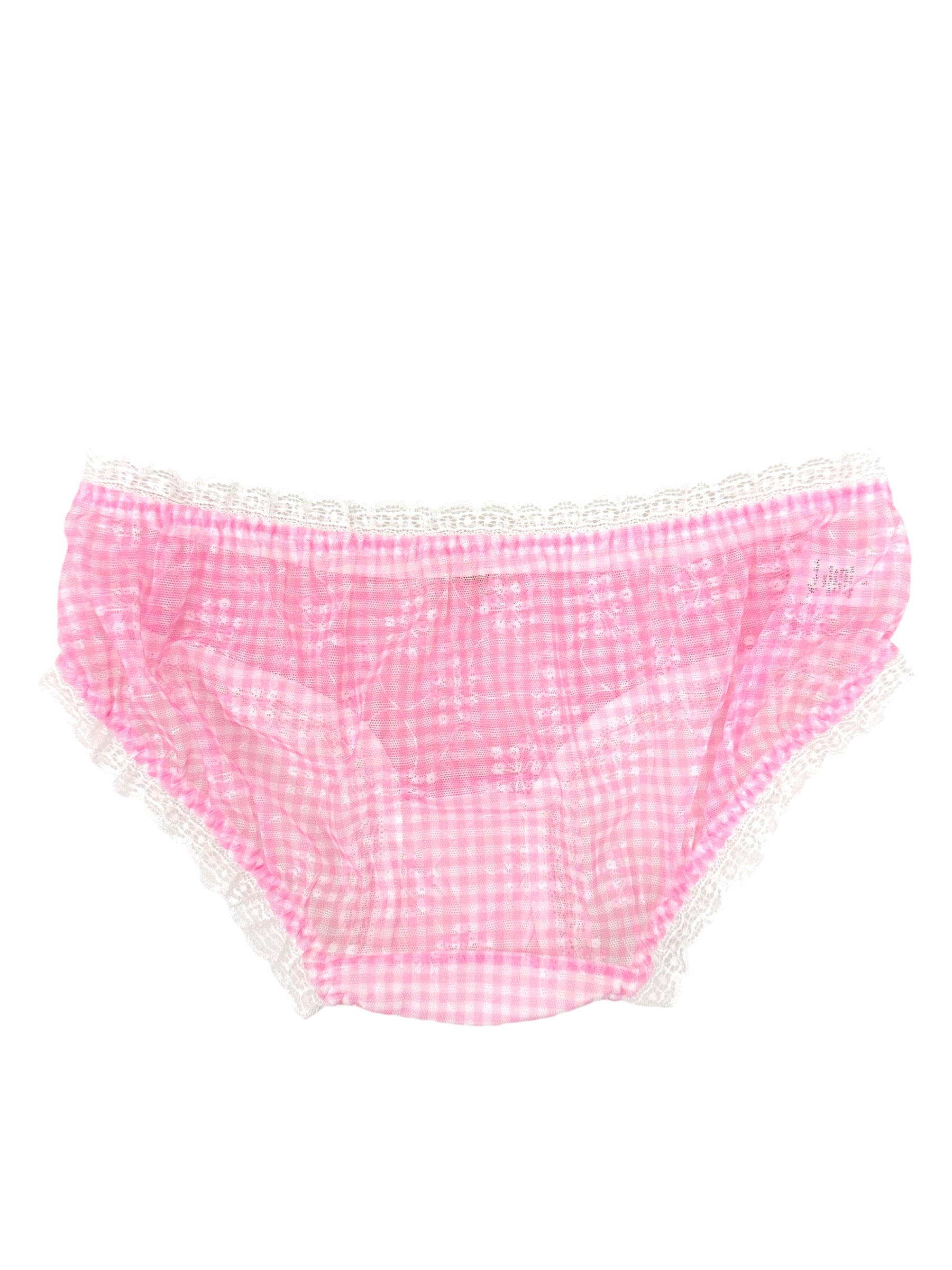 Pink Gingham Lace Trim Panty