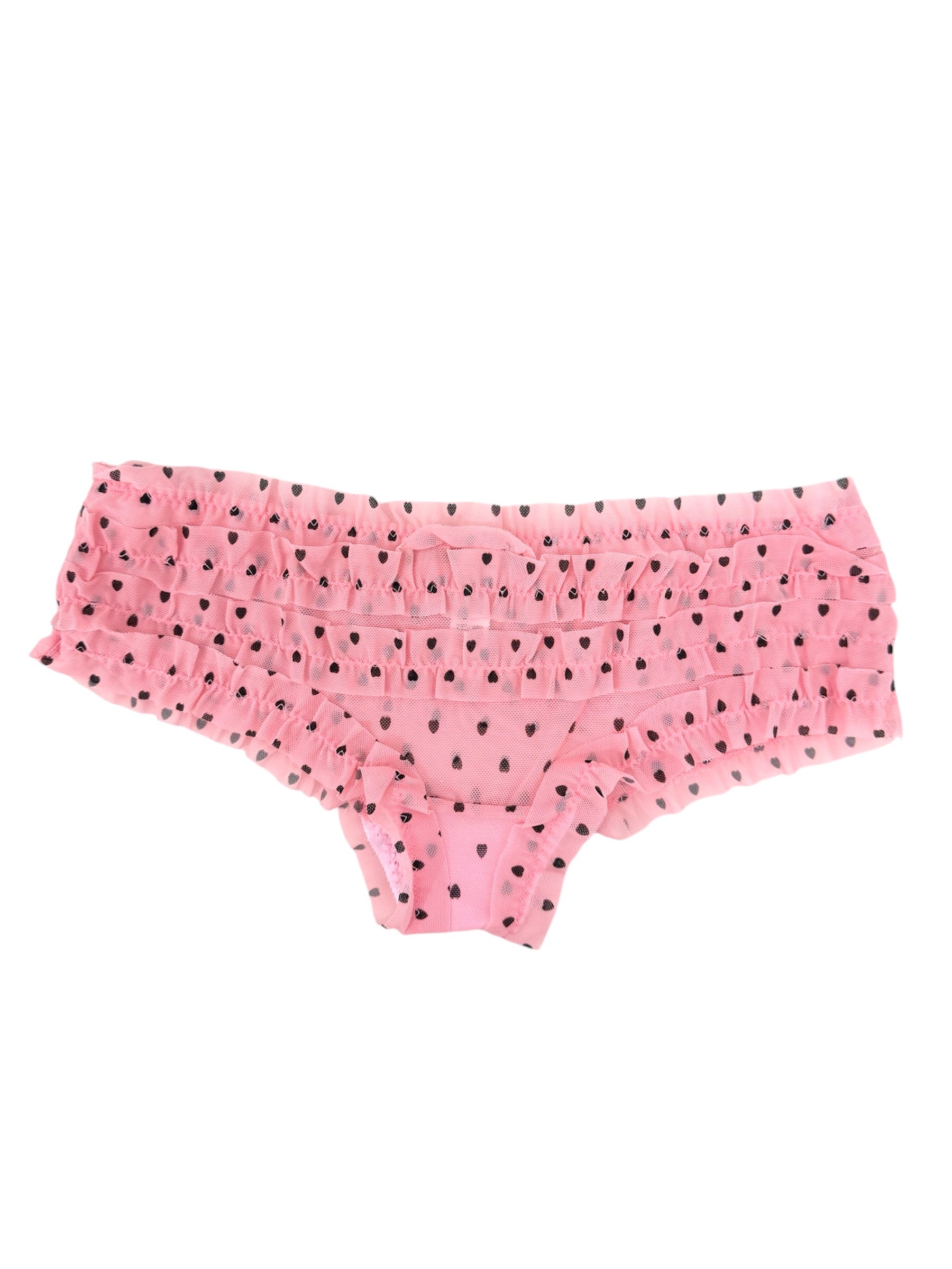 Whispers of Love: Pink Petals & Midnight Hearts Ruffle Panty