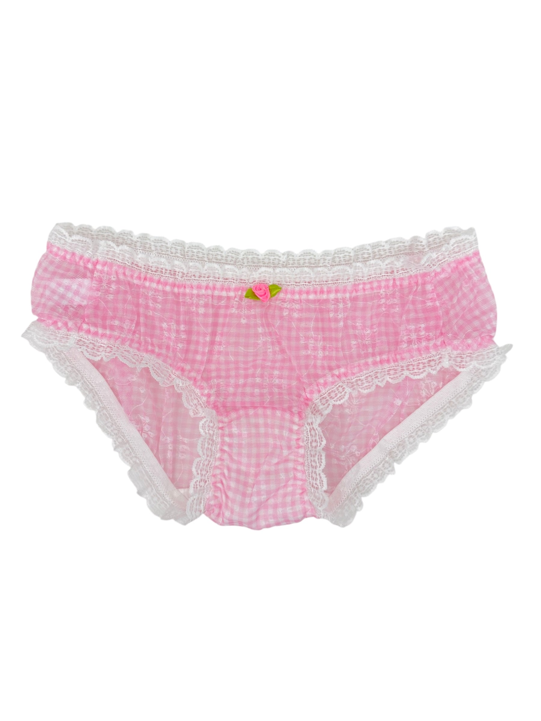 Pink Gingham Lace Trim Panty